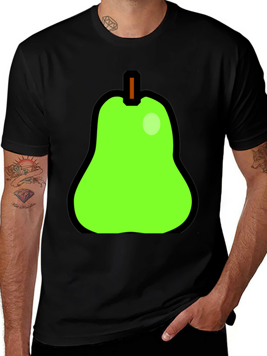 Fun Pear Graphic Print Black T-Shirt