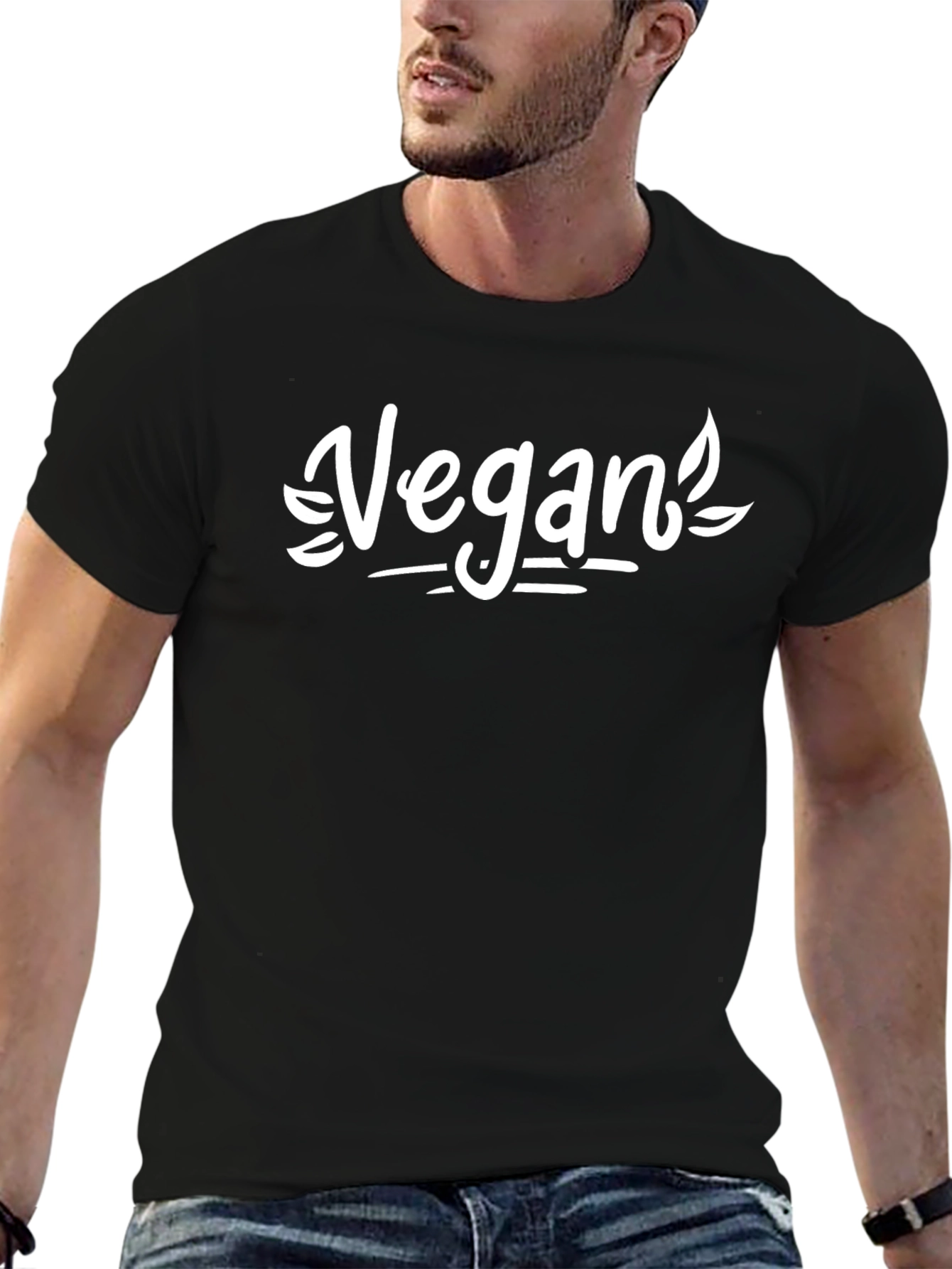Vegan Graphic Tee - Black Cotton Shirt