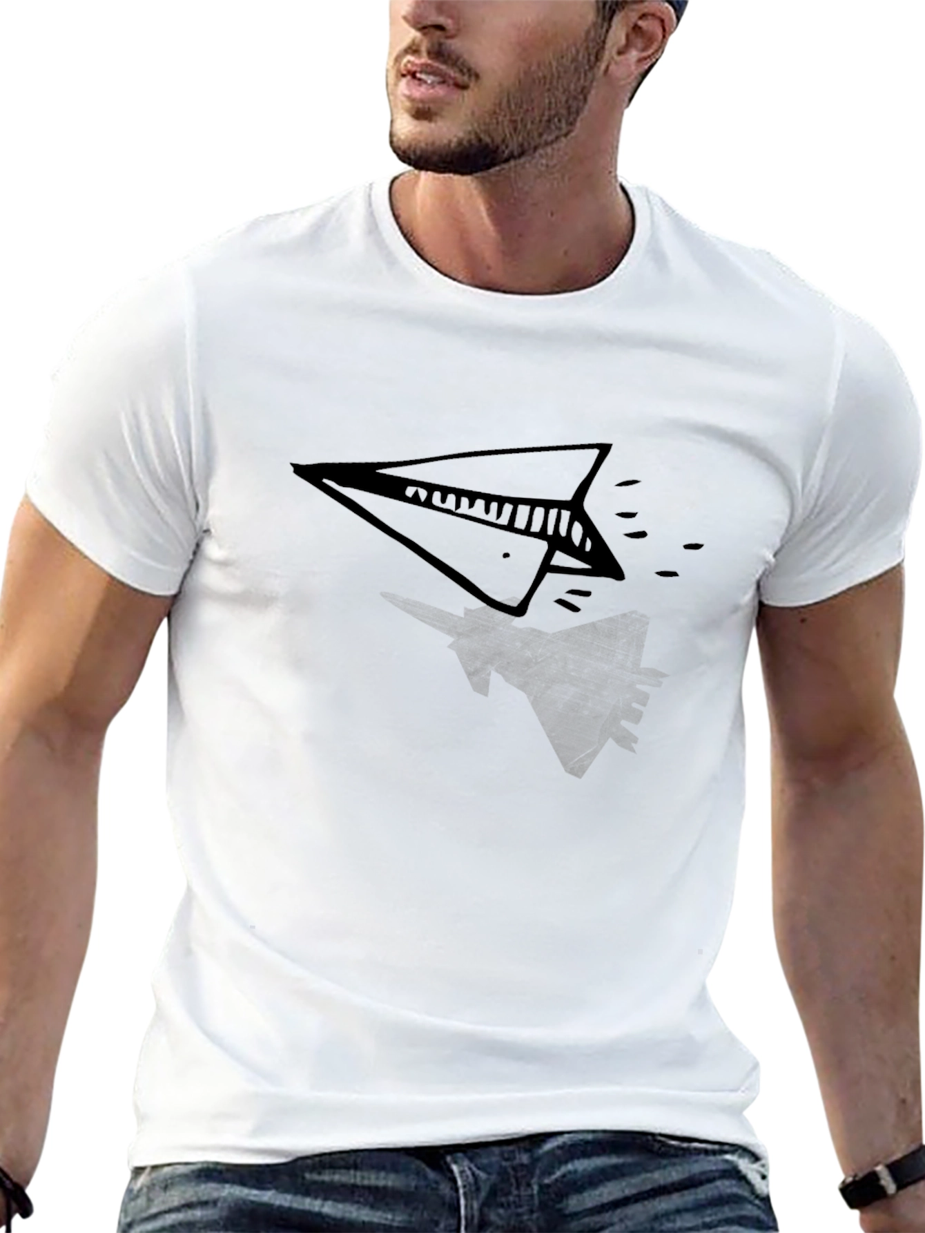 Paper Plane & Fighter Jet Graphic Tee