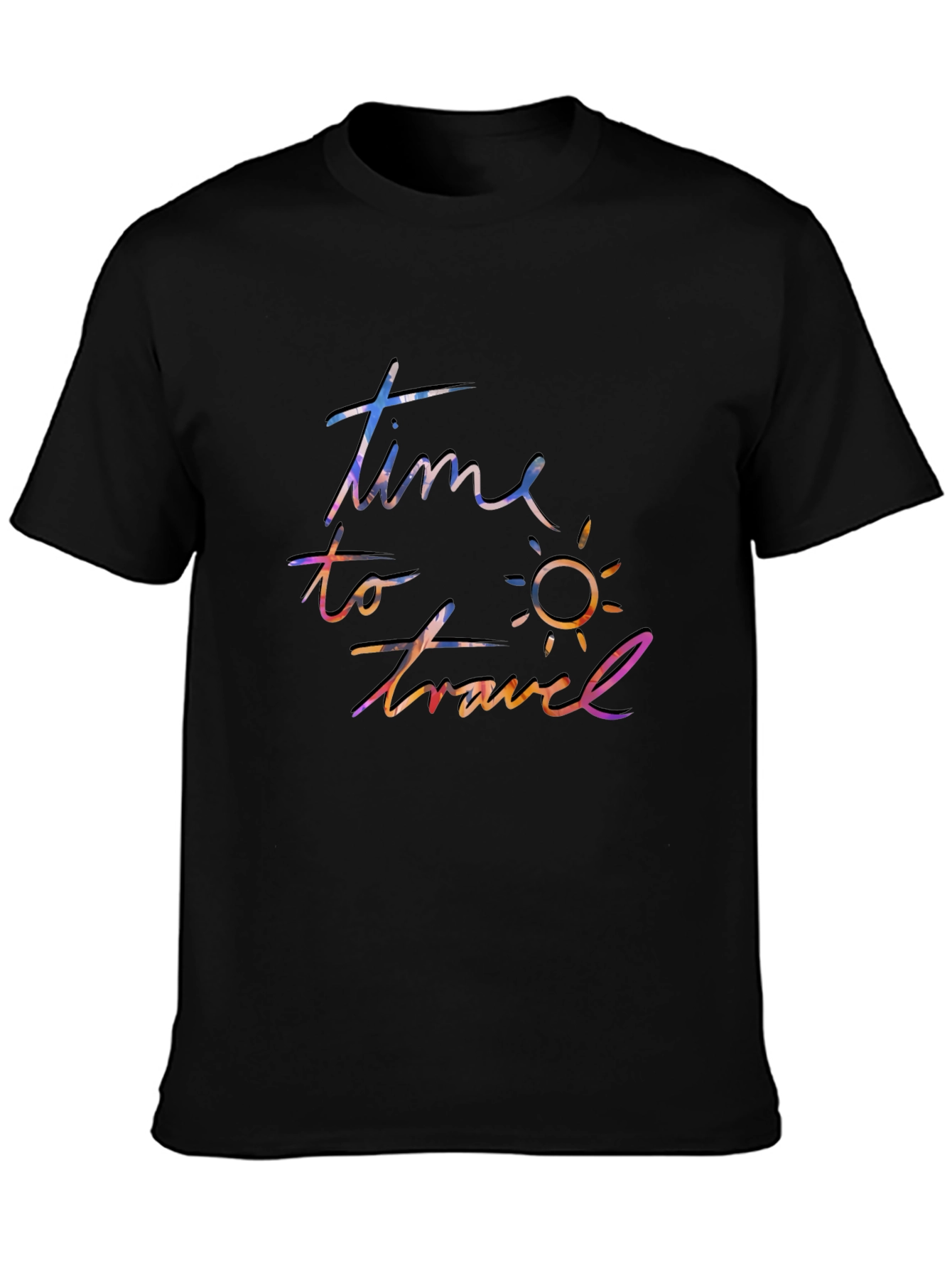 Time to Travel Black Graphic Tee
