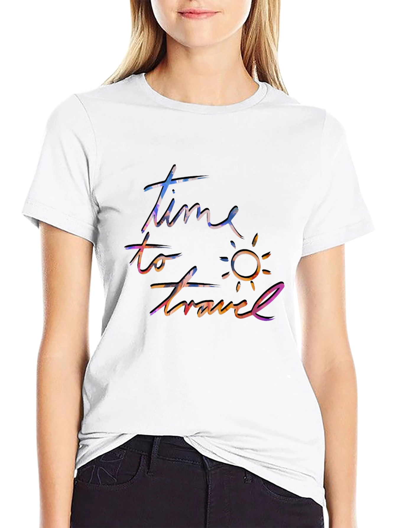 Time to Travel Black Graphic Tee