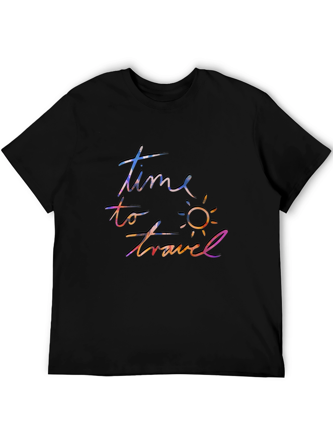 Time to Travel Black Graphic Tee