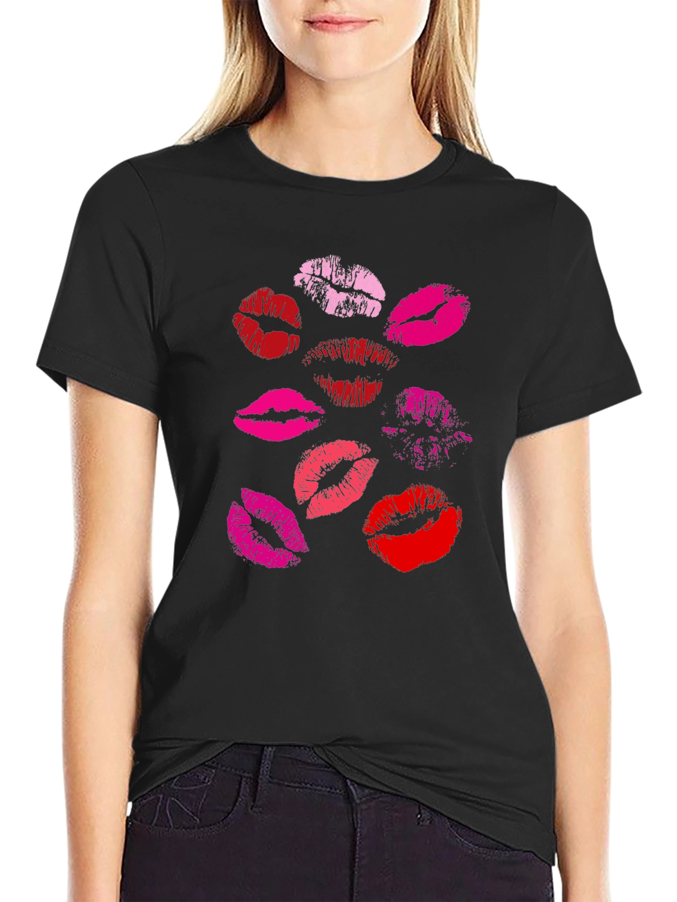 Kiss Print Black T-Shirt