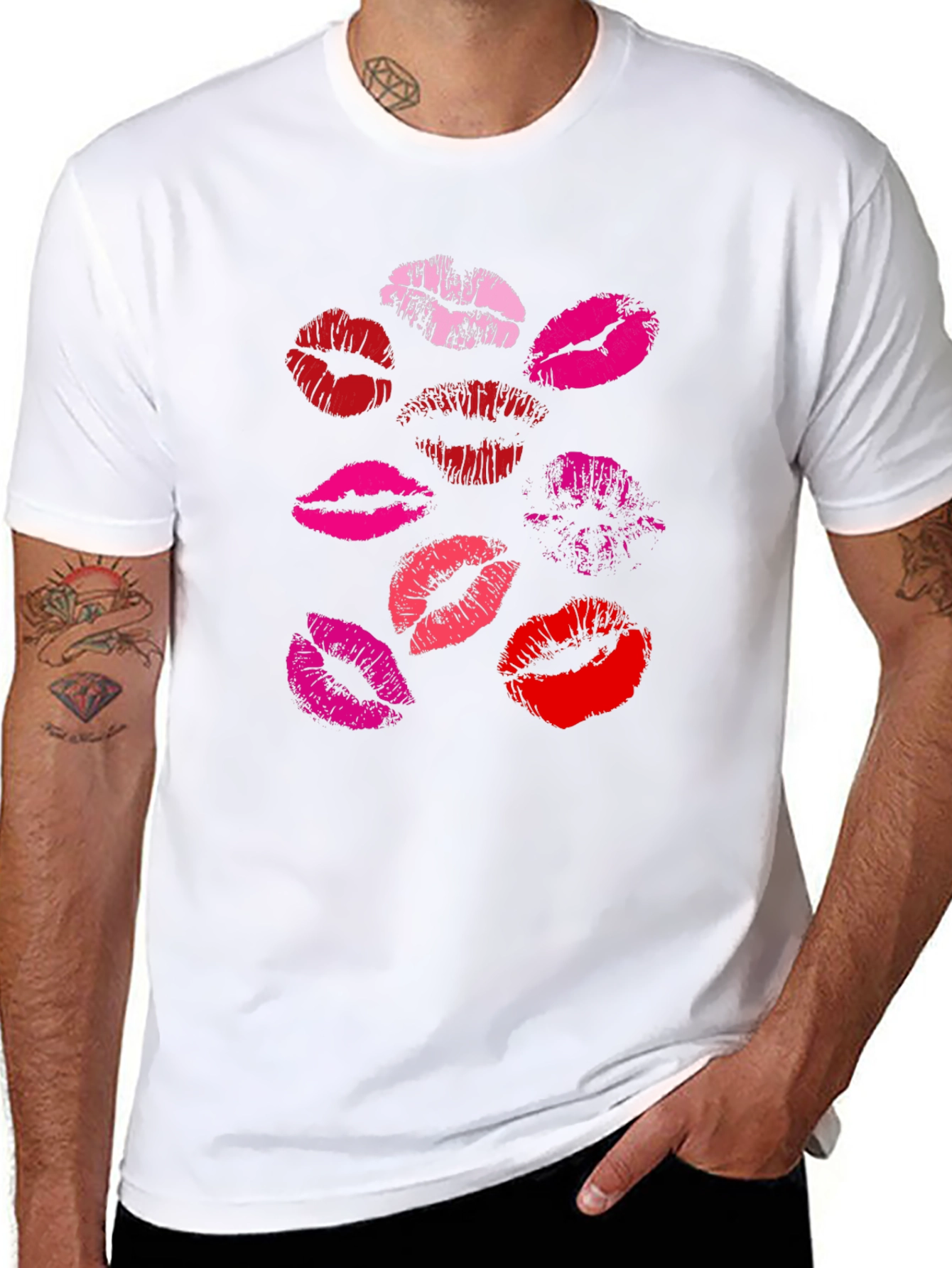 Kiss Print Black T-Shirt