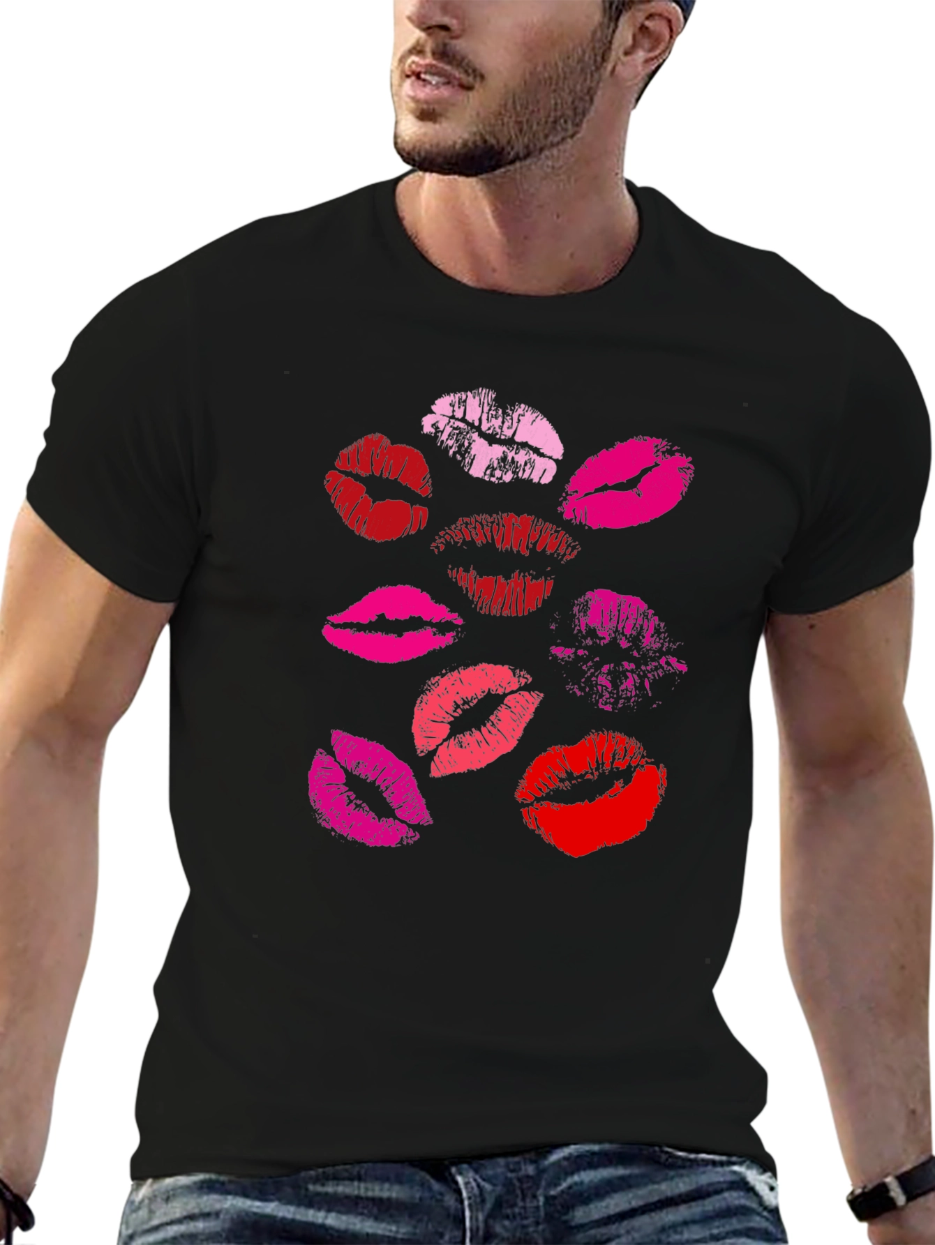 Kiss Print Black T-Shirt