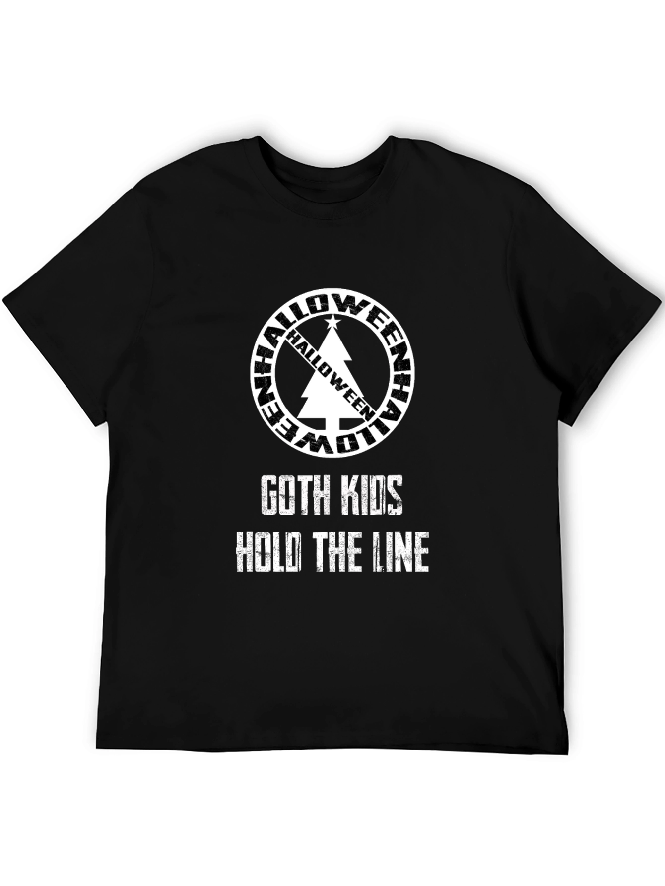 Goth Kids Hold The Line Halloween Tree T-Shirt