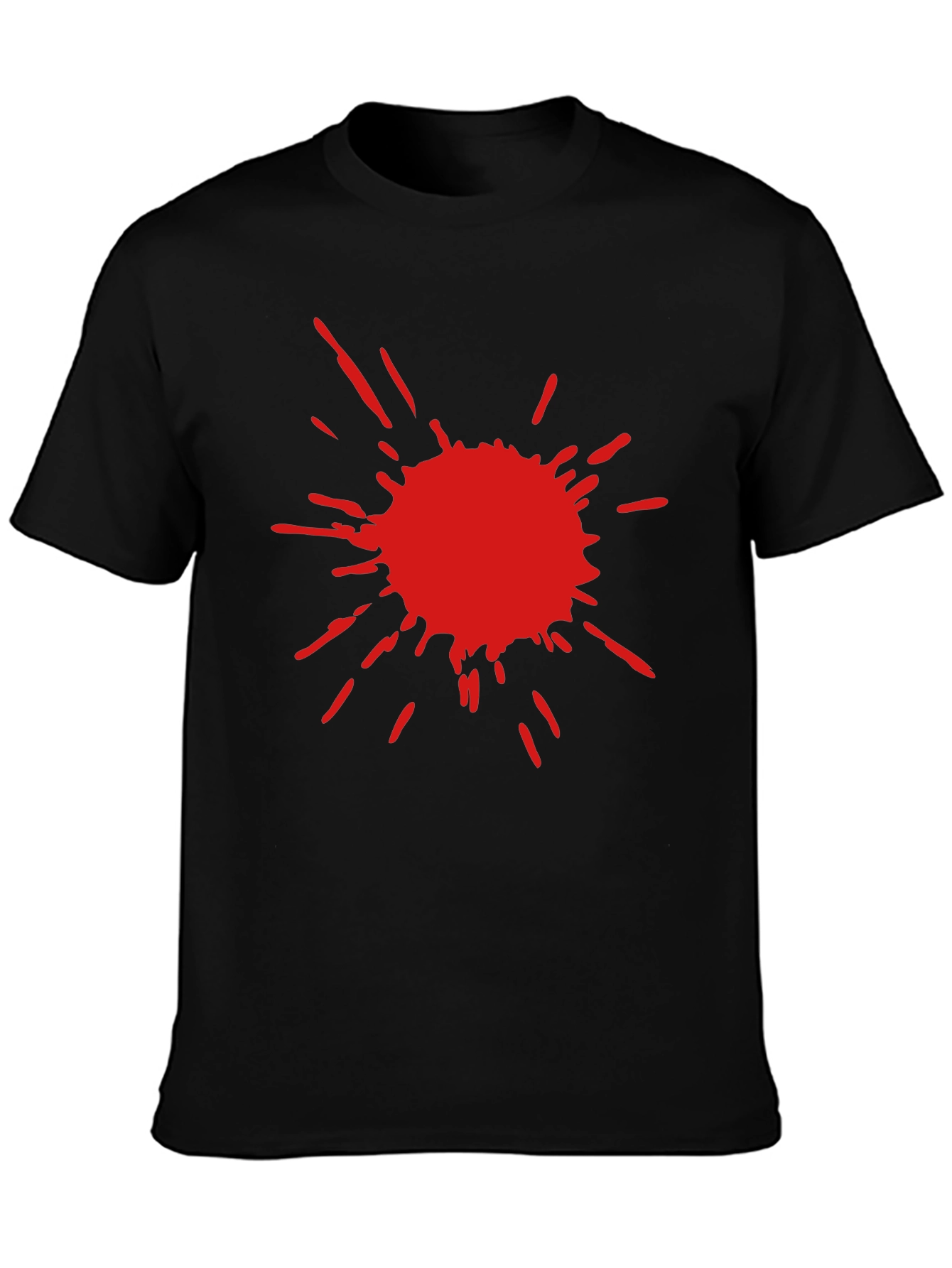Mens Black T-Shirt with Red Splatter Design