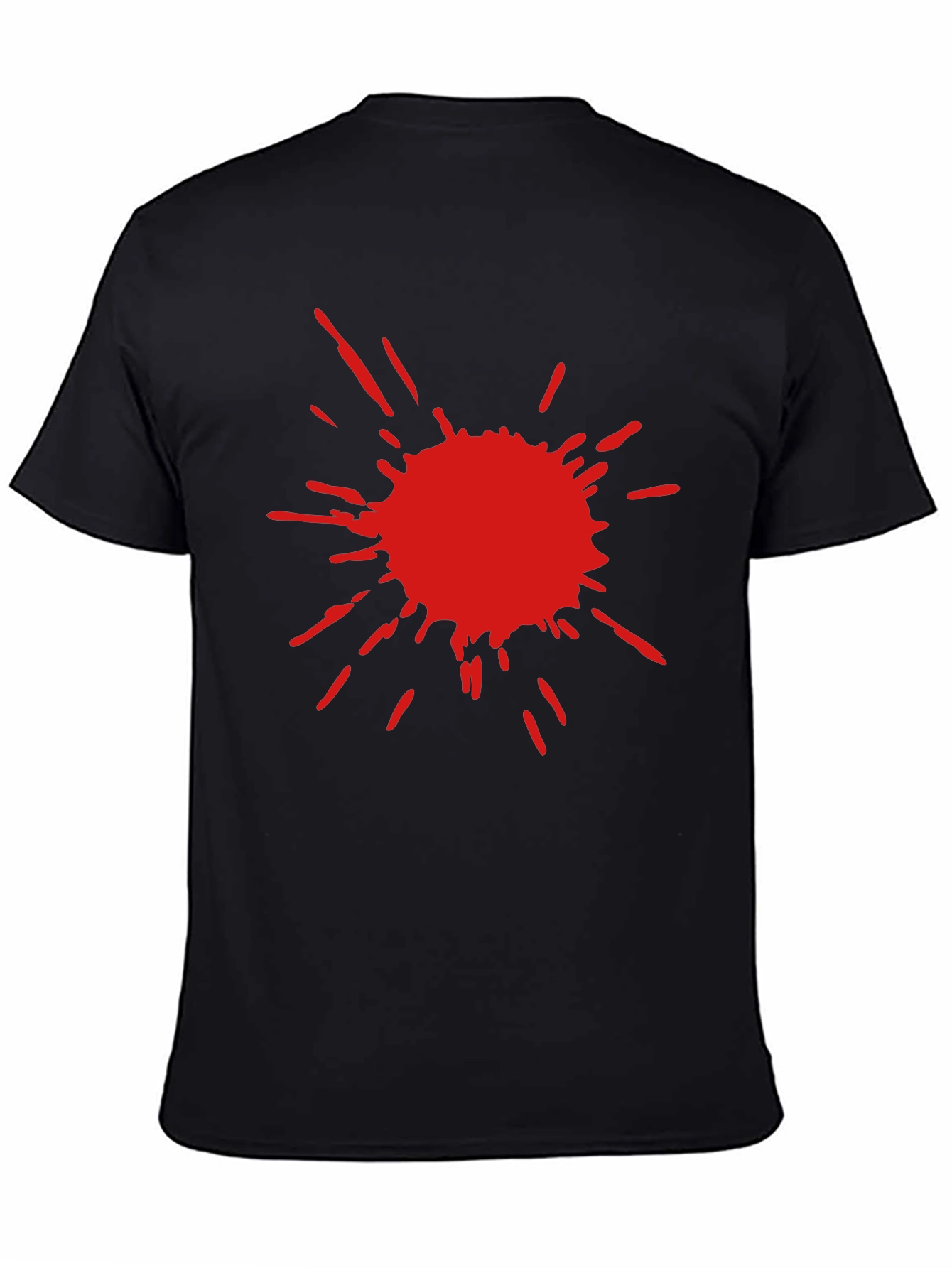 Mens Black T-Shirt with Red Splatter Design