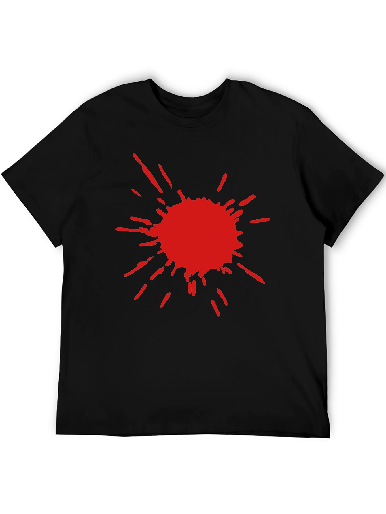 Mens Black T-Shirt with Red Splatter Design