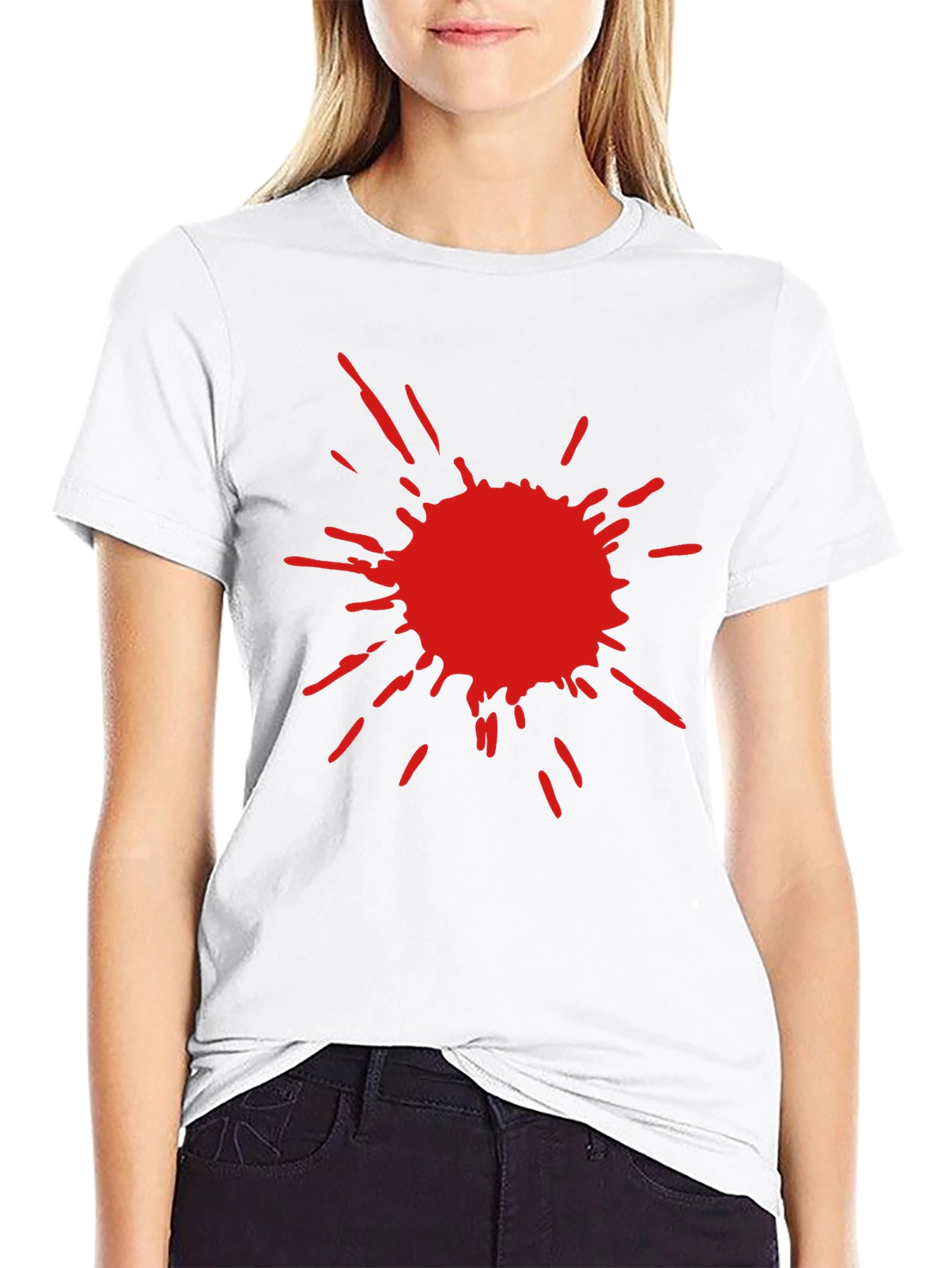 Mens Black T-Shirt with Red Splatter Design