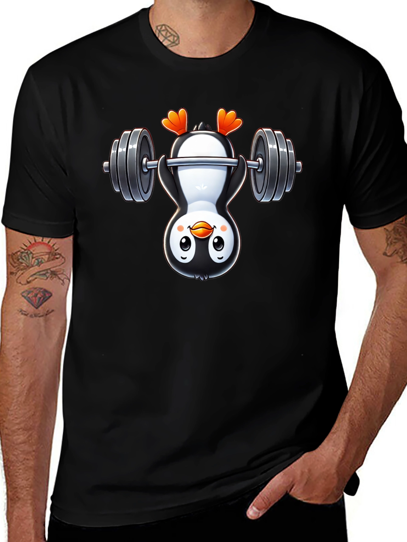 Penguin Gymnast T-Shirt - Black Cotton Tee