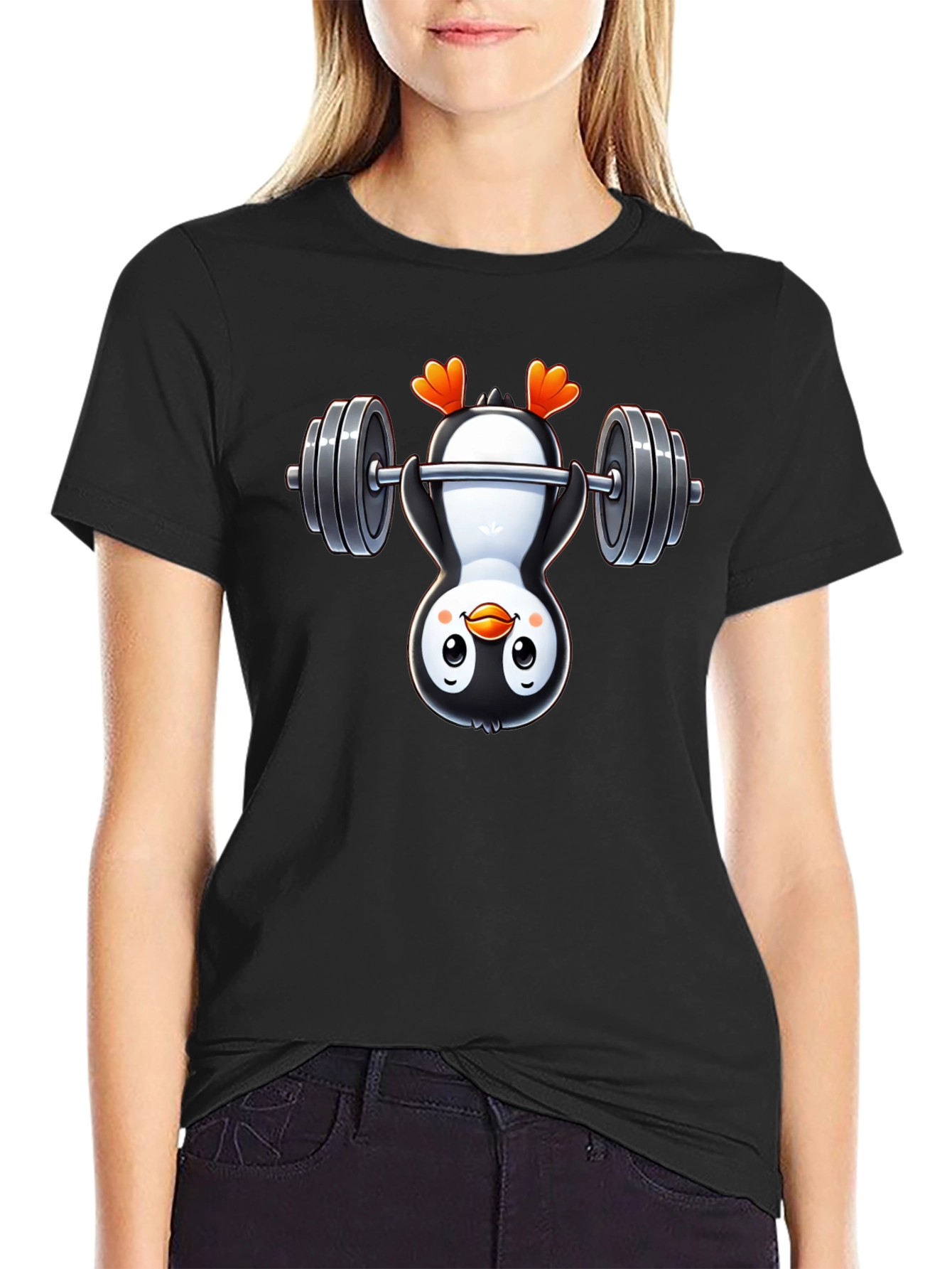 Penguin Gymnast T-Shirt - Black Cotton Tee