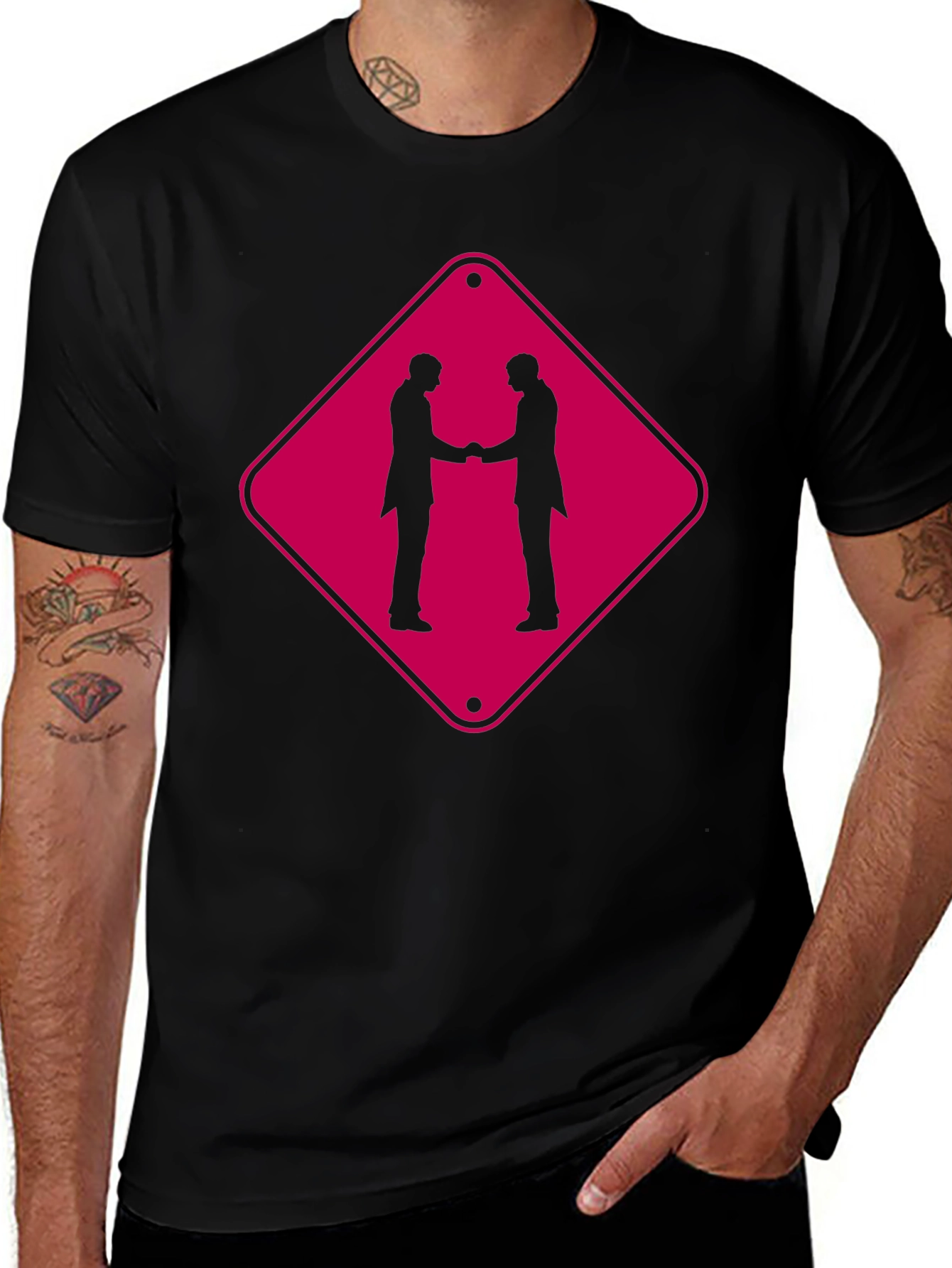 Handshake Graphic T-Shirt - Black