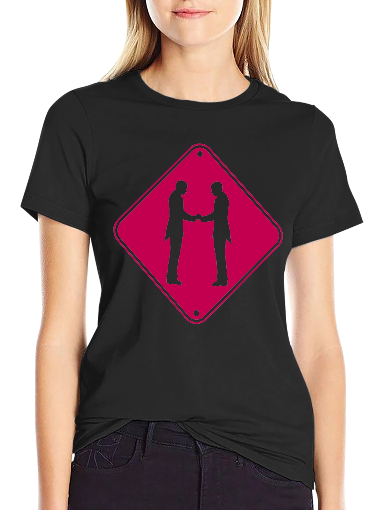 Handshake Graphic T-Shirt - Black
