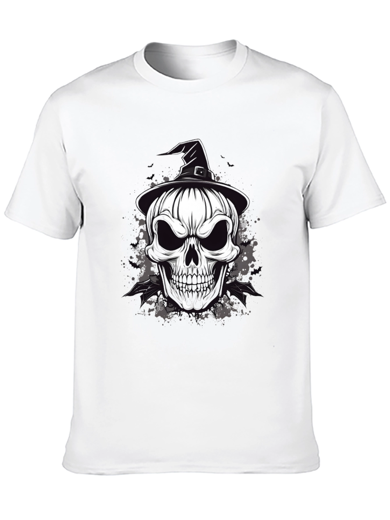 Skull & Witch Hat Graphic Tee - Halloween Ready