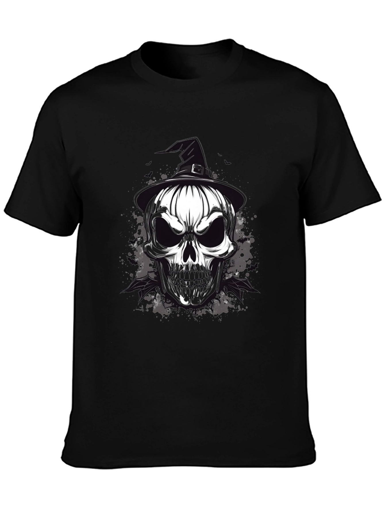 Skull & Witch Hat Graphic Tee - Halloween Ready