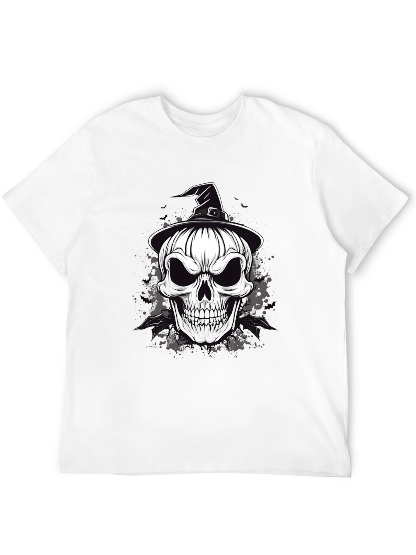 Skull & Witch Hat Graphic Tee - Halloween Ready