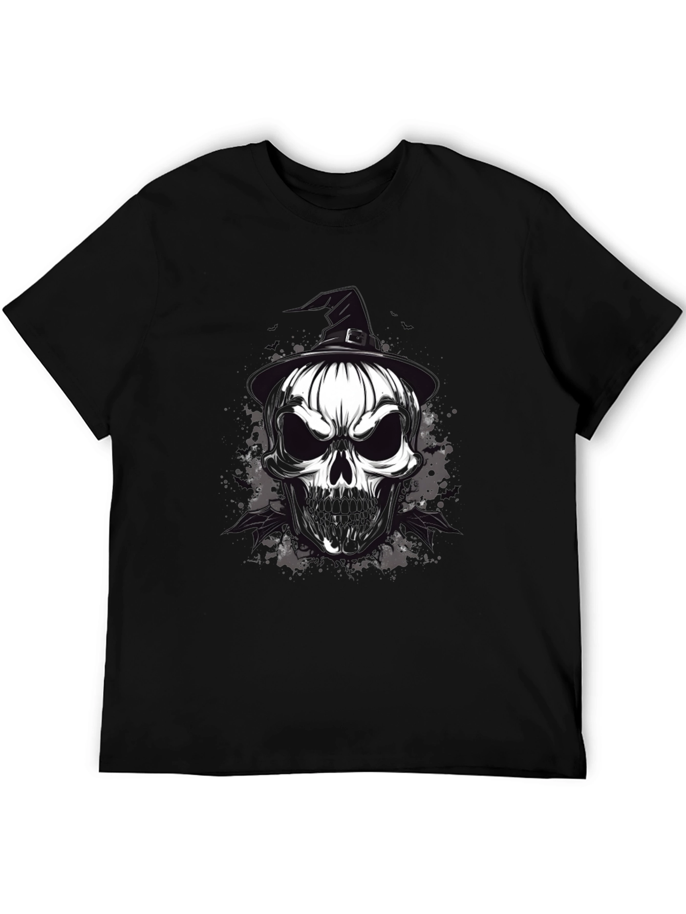 Skull & Witch Hat Graphic Tee - Halloween Ready