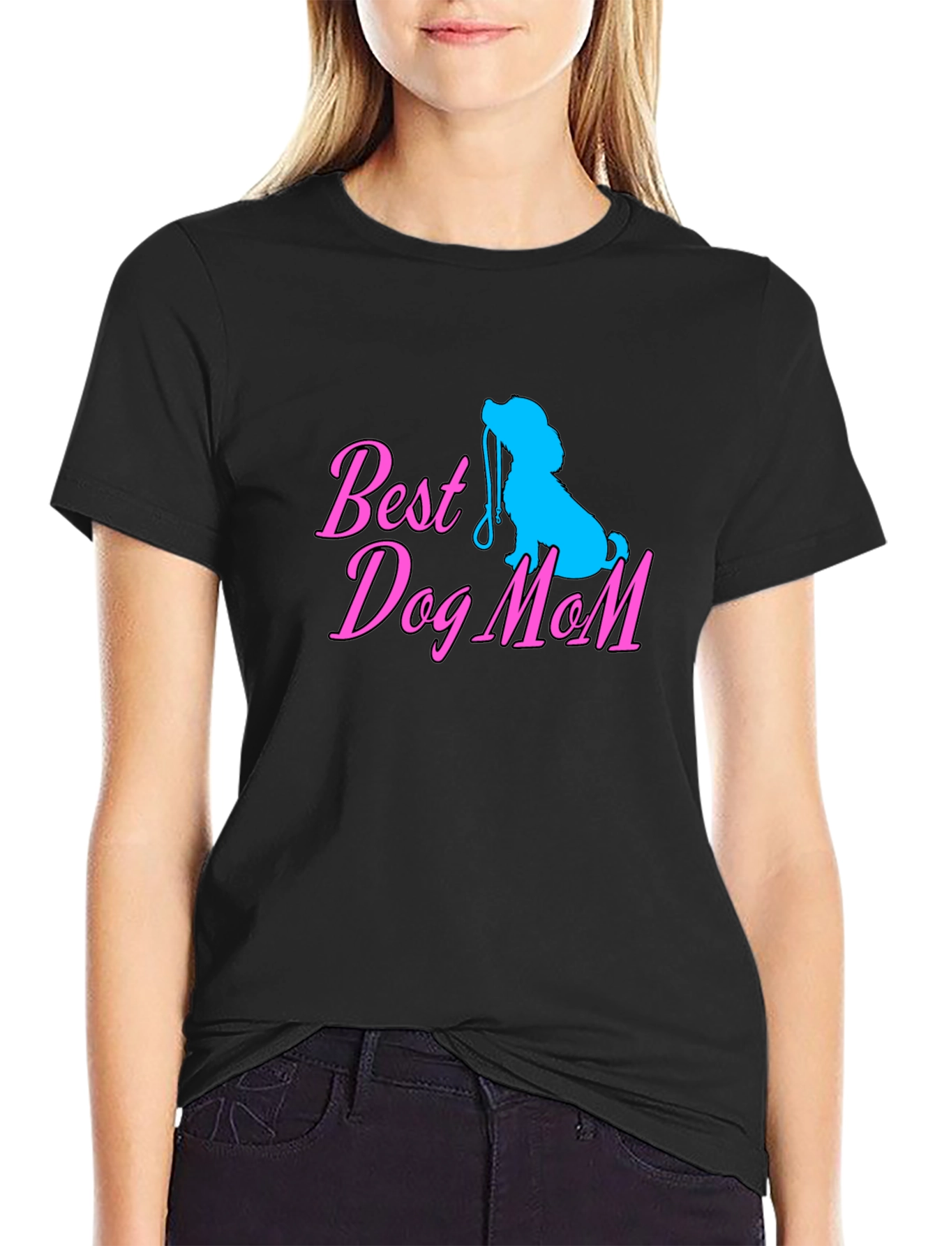 Best Dog Mom Black T-Shirt Cute Dog Lover Tee
