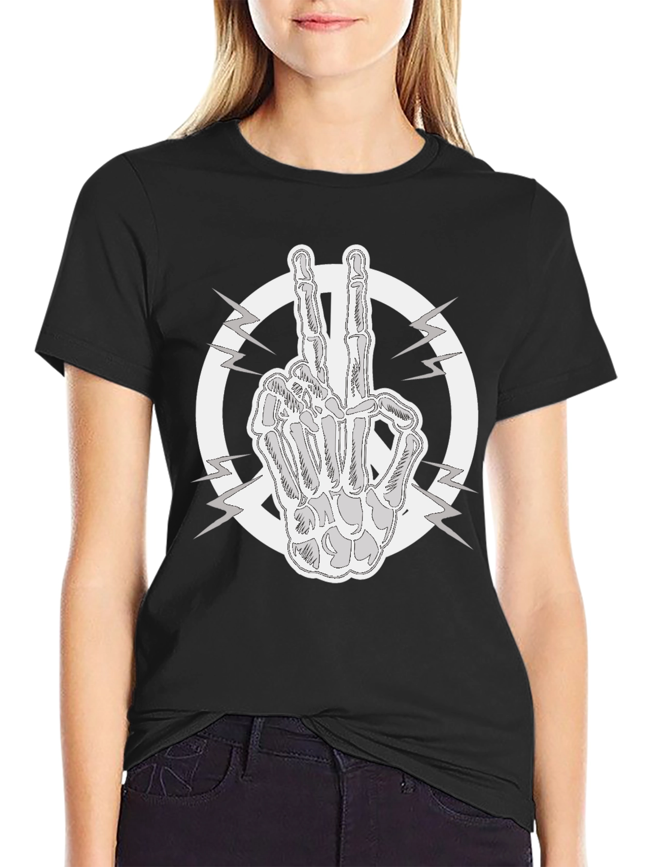 Peace Sign Skeleton Hand T-Shirt