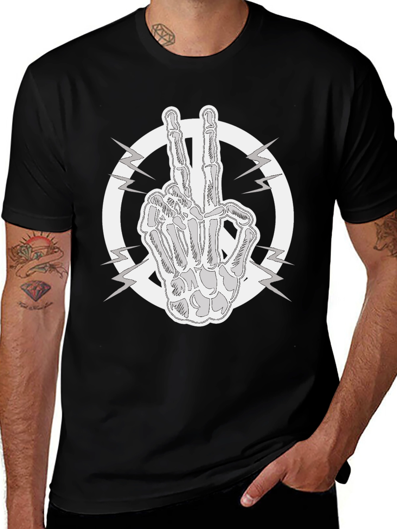 Peace Sign Skeleton Hand T-Shirt