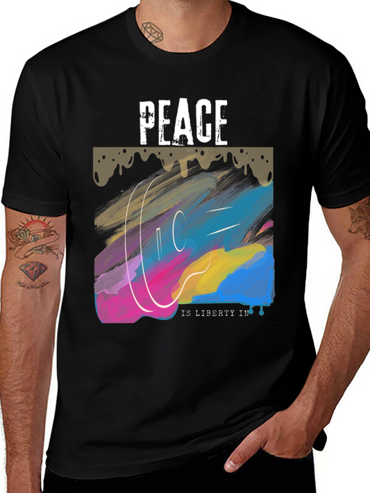 Peace is Liberty Mens Graphic T-Shirt