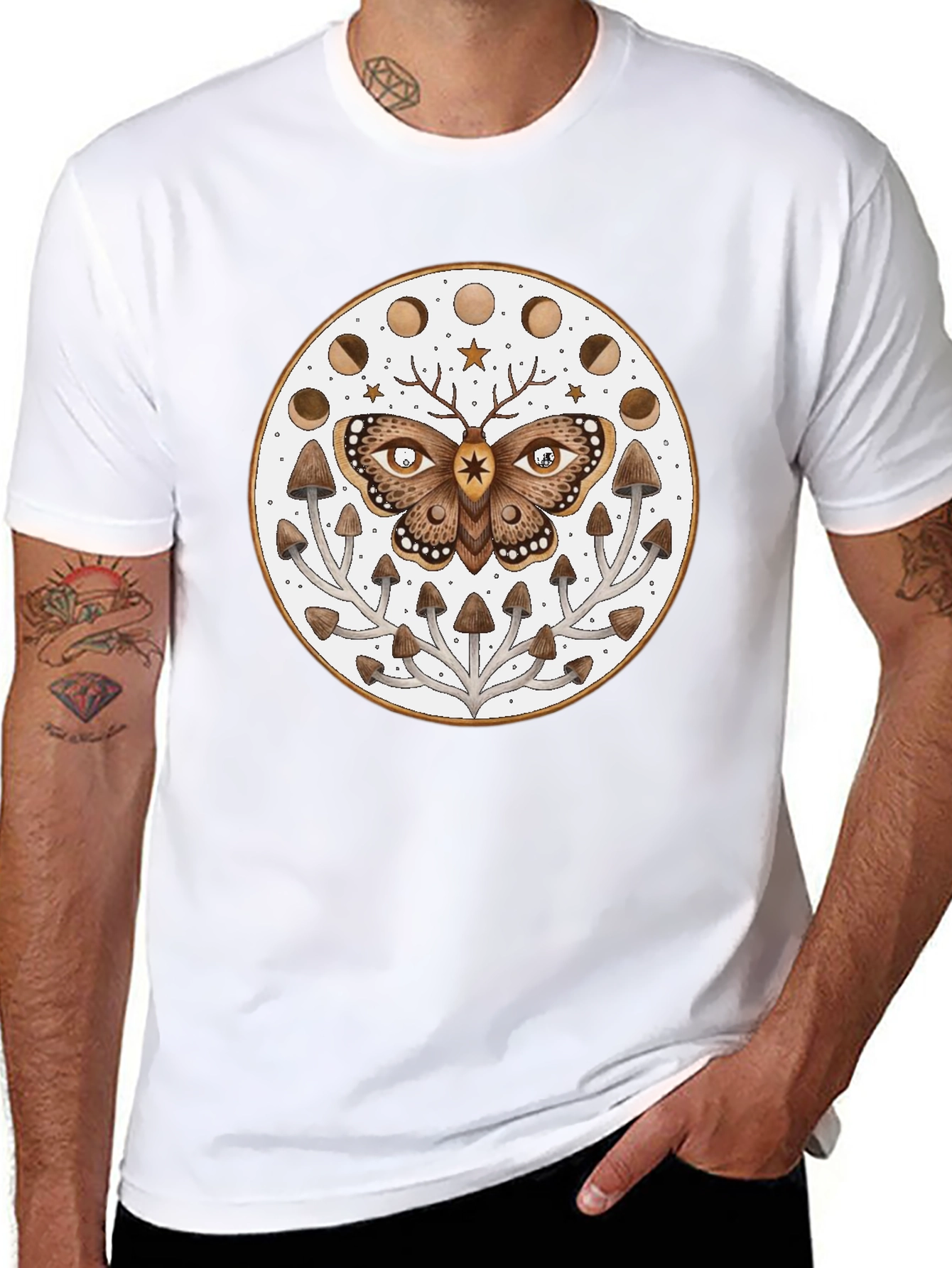 Moth Moon Phase Mushroom T-Shirt