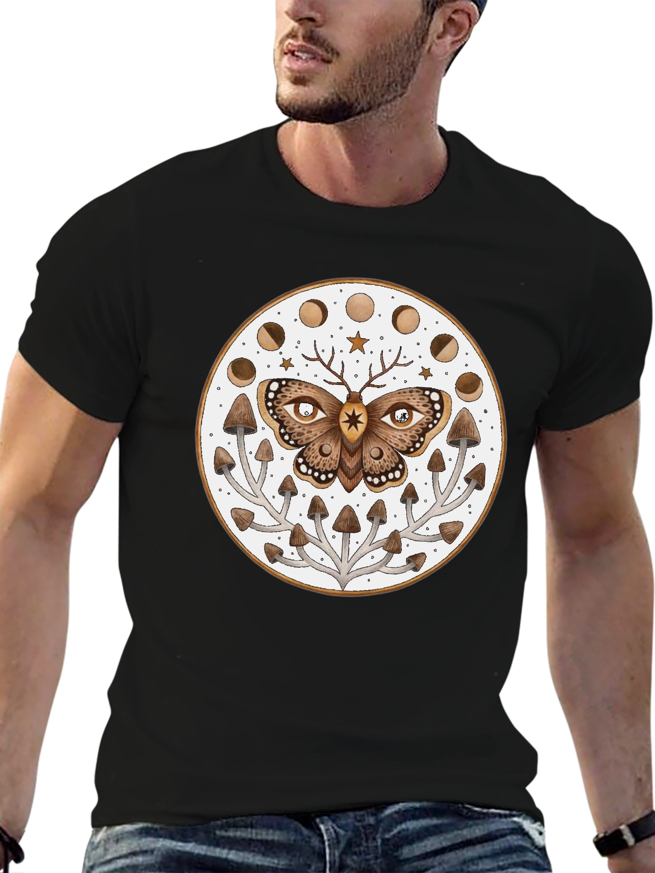 Moth Moon Phase Mushroom T-Shirt