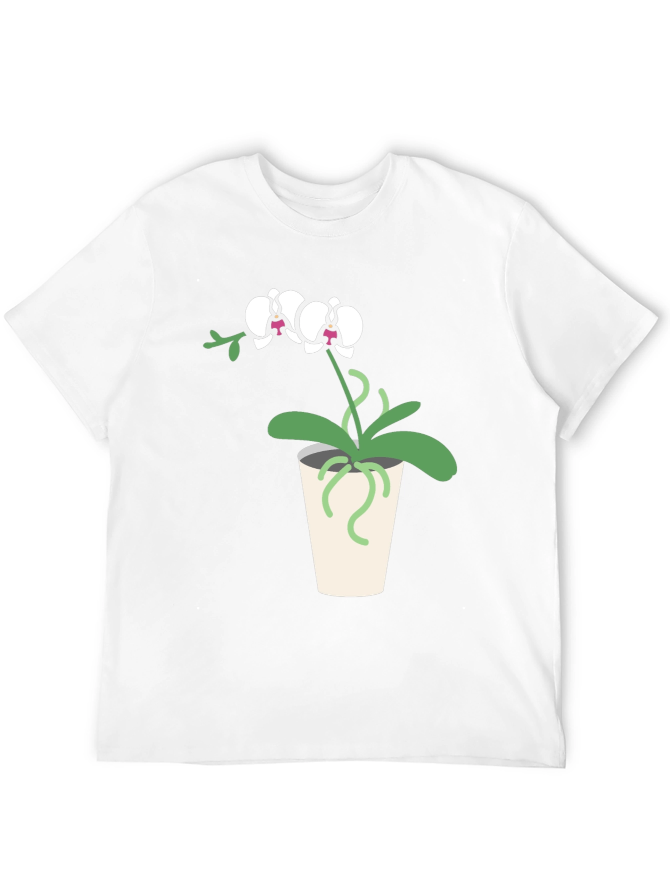 Orchid Plant Graphic Tee - Black Cotton T-Shirt