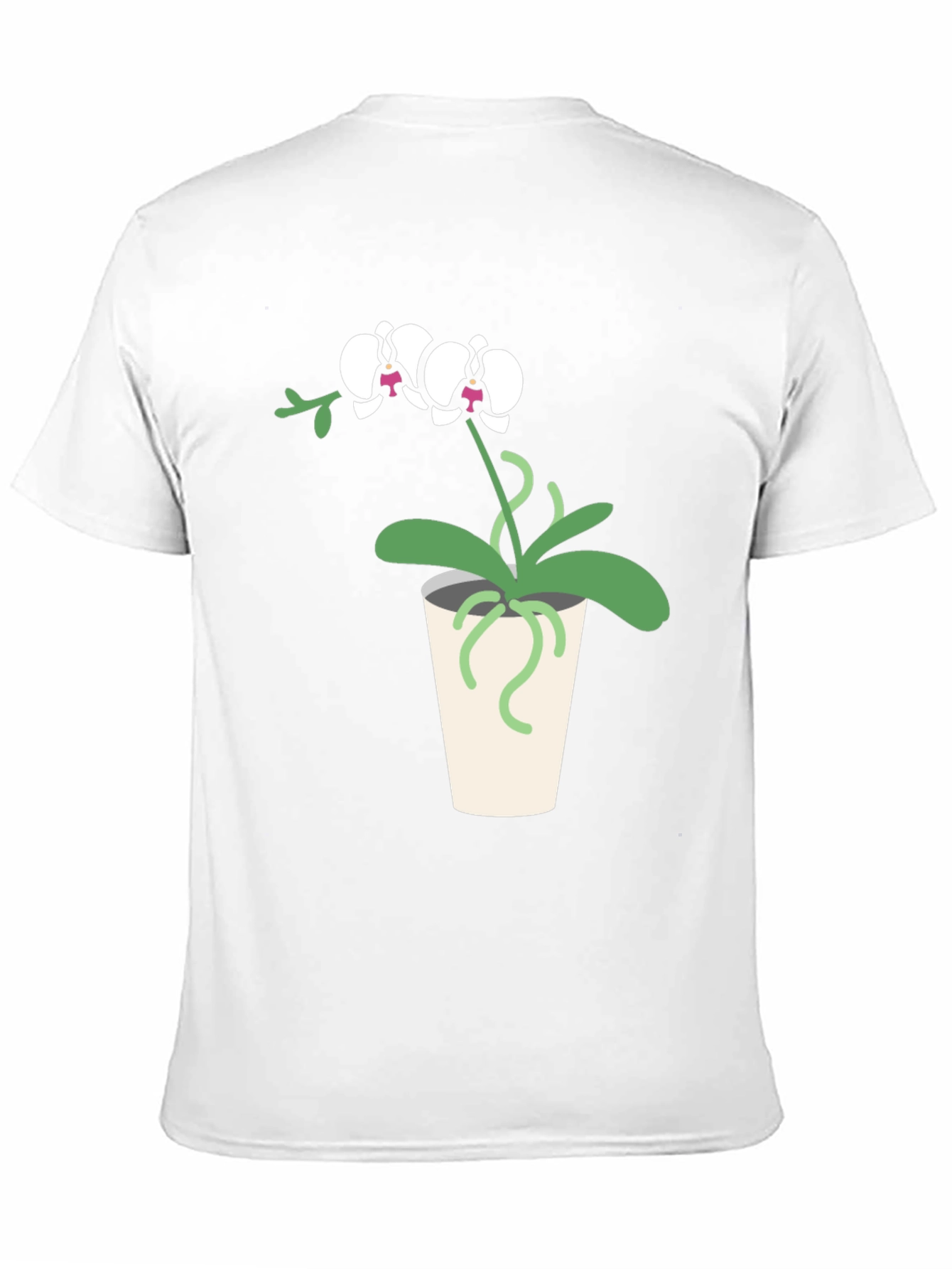 Orchid Plant Graphic Tee - Black Cotton T-Shirt