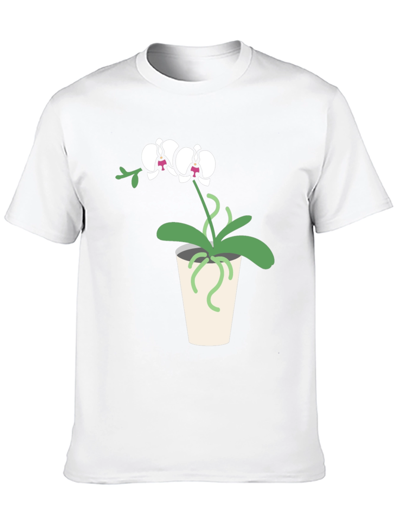 Orchid Plant Graphic Tee - Black Cotton T-Shirt