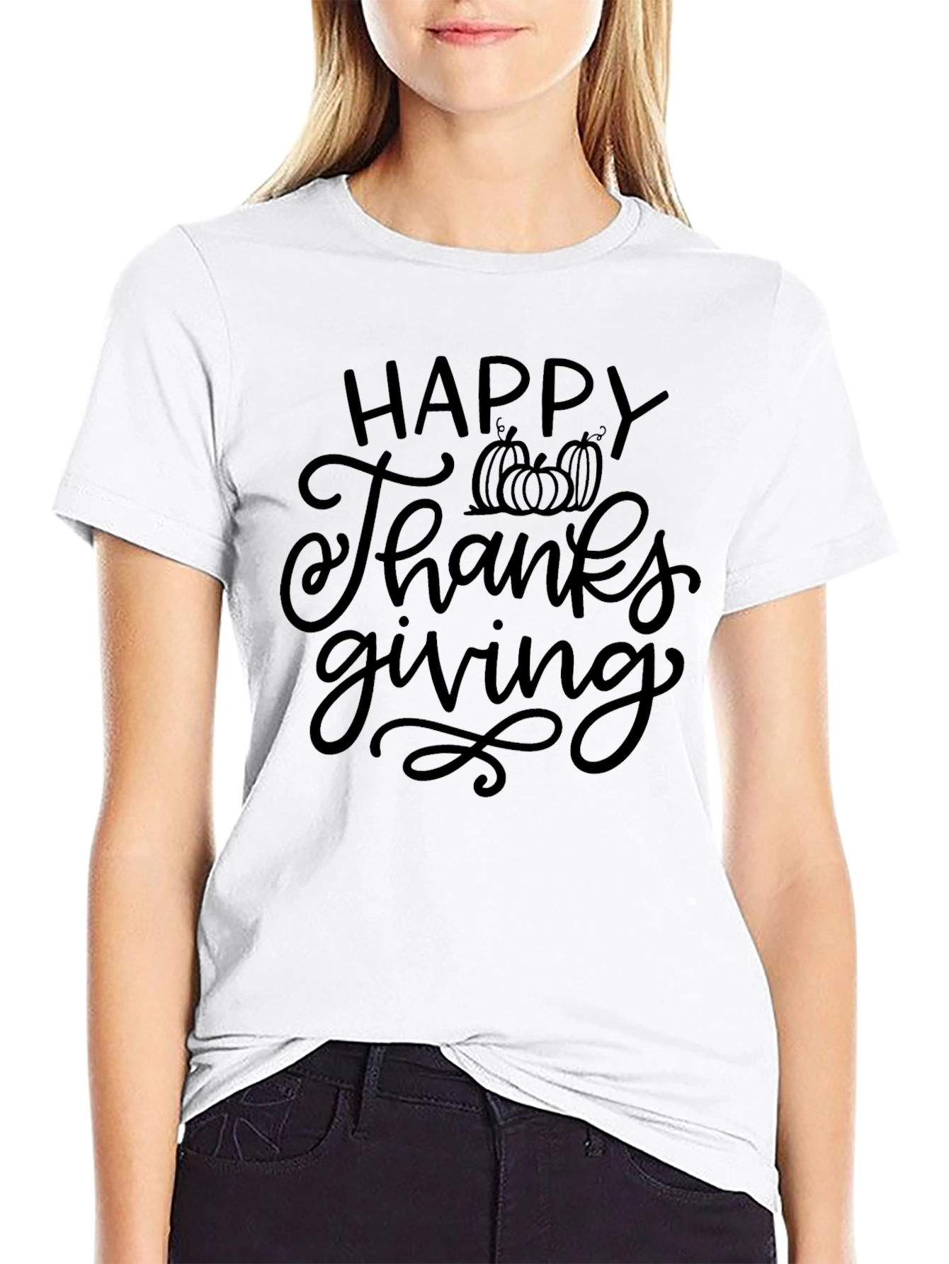 Happy Thanksgiving Black Graphic Tee