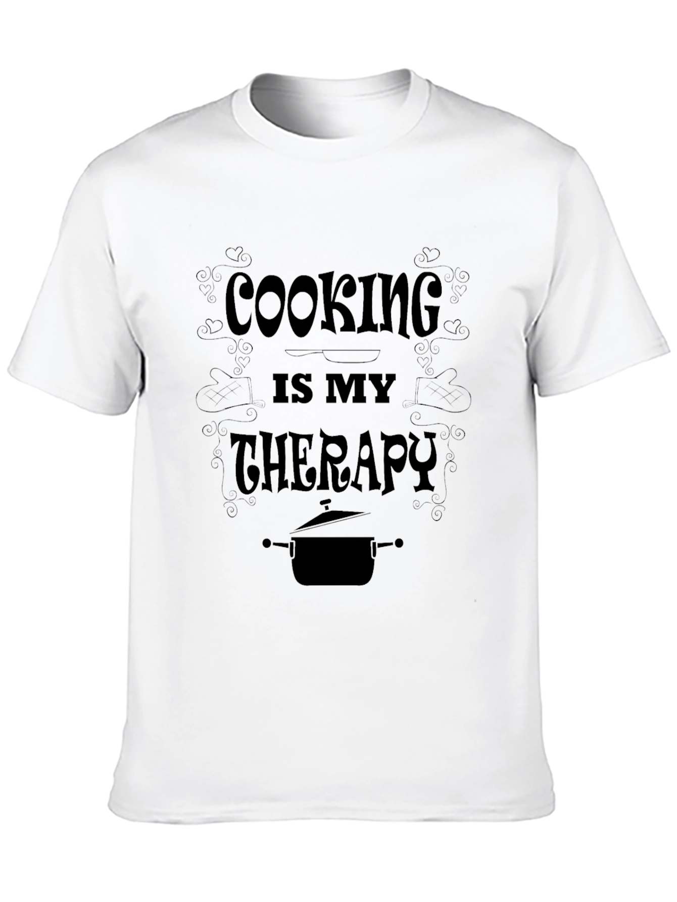 Cooking is My Therapy - Black Graphic T-Shirt