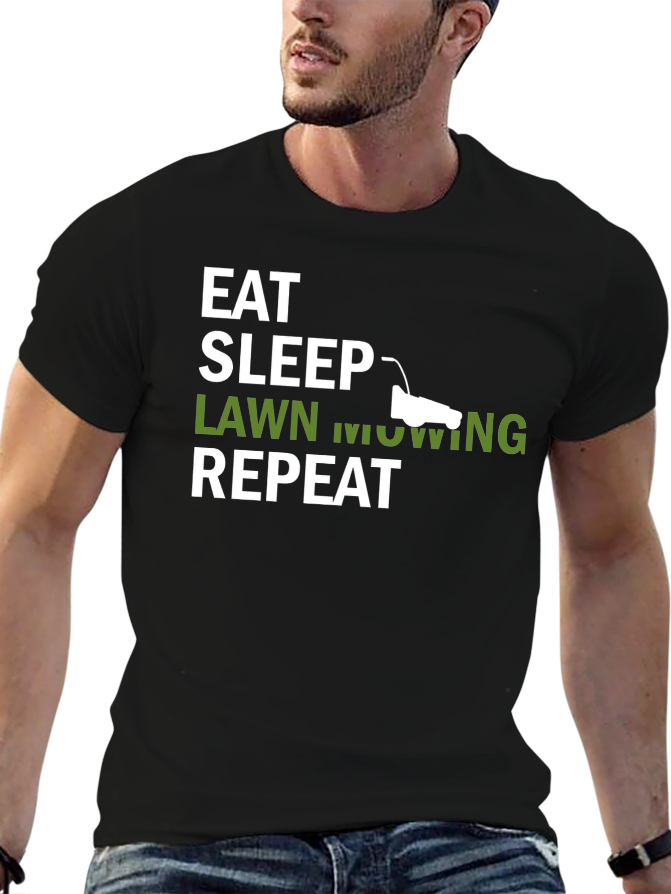 Eat Sleep Lawn Mowing Repeat Mens T-Shirt