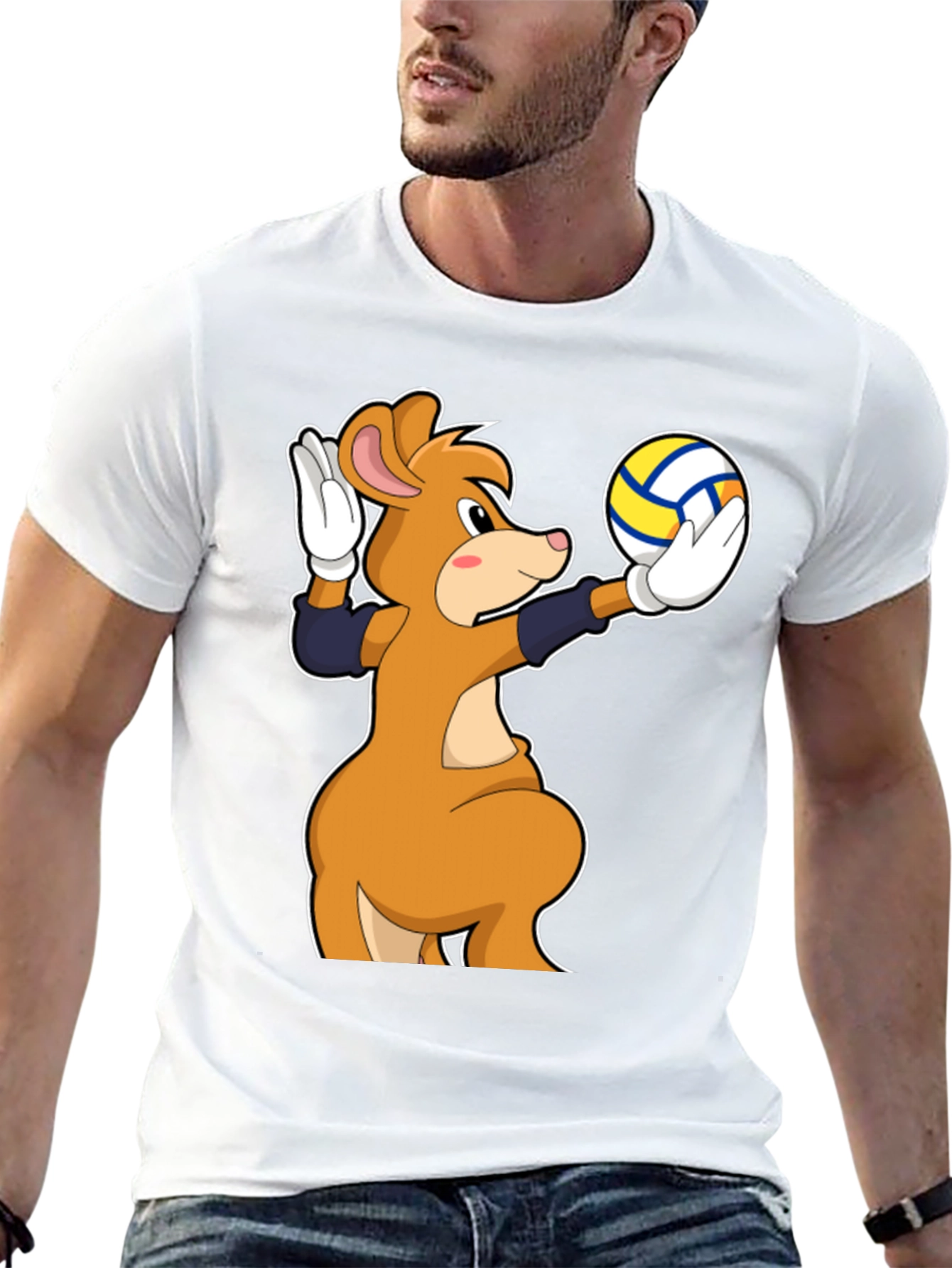 Cartoon Mouse Volleyball Player T-Shirt