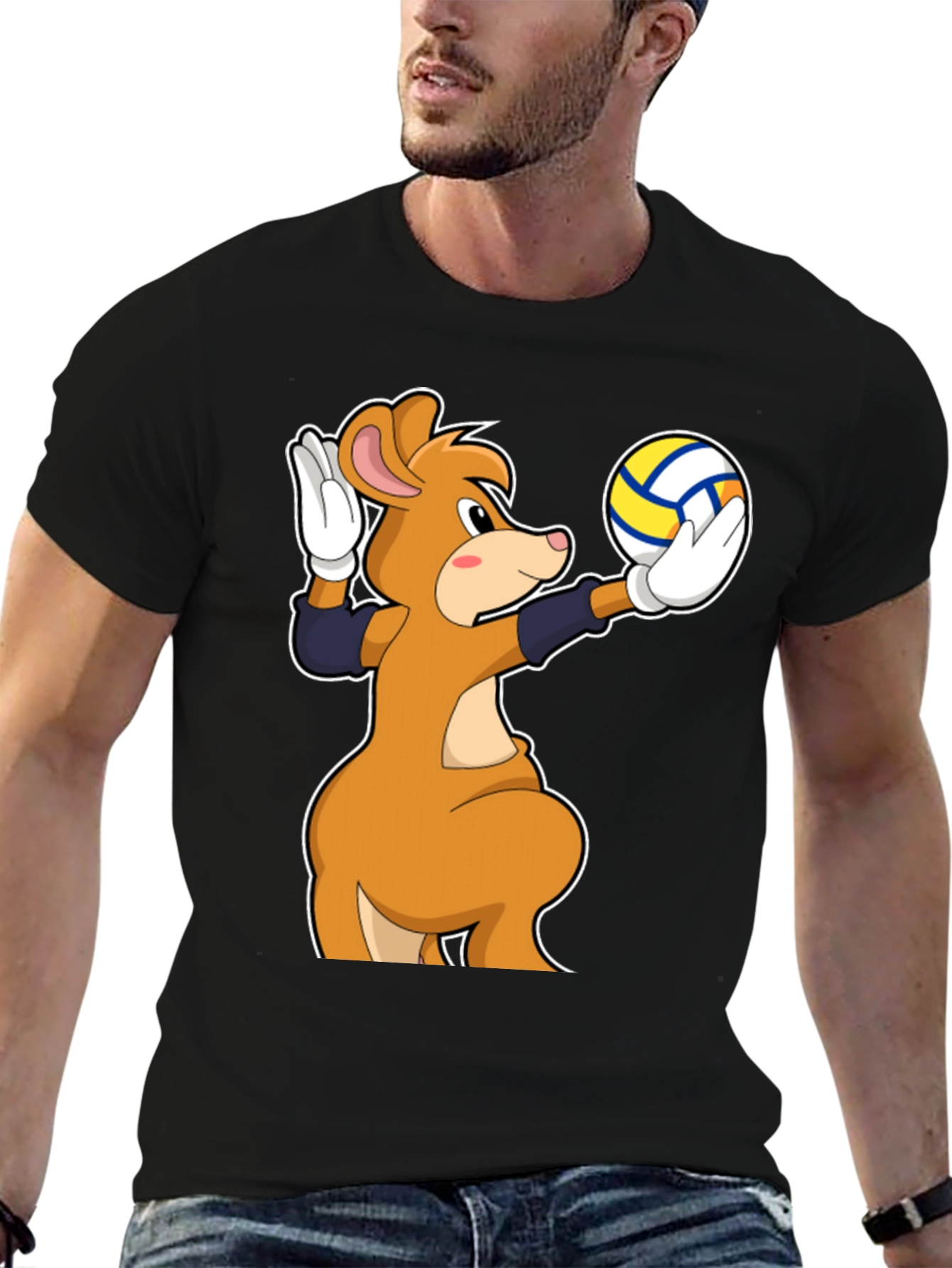 Cartoon Mouse Volleyball Player T-Shirt