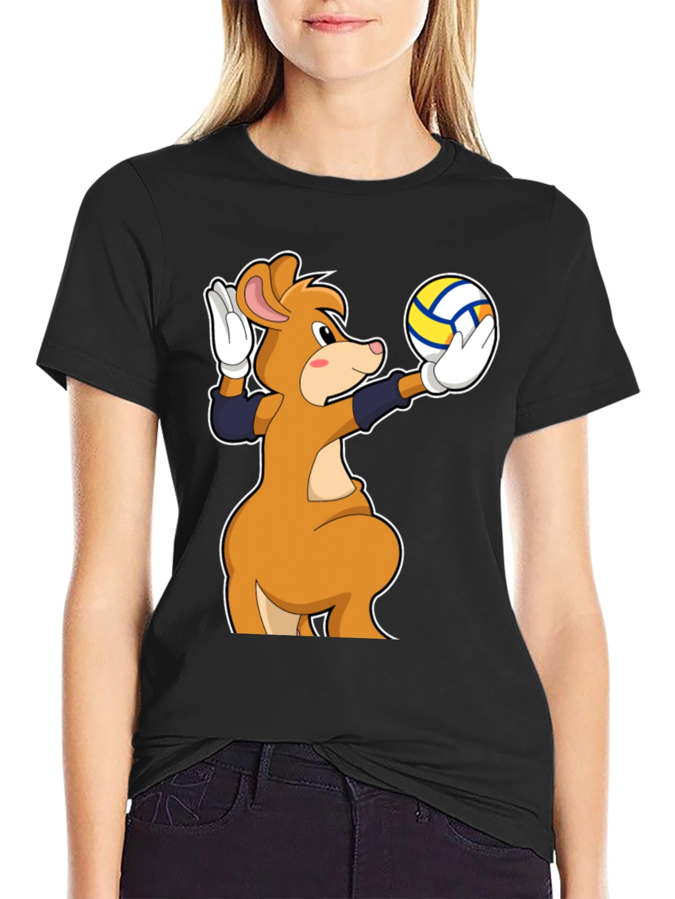 Cartoon Mouse Volleyball Player T-Shirt