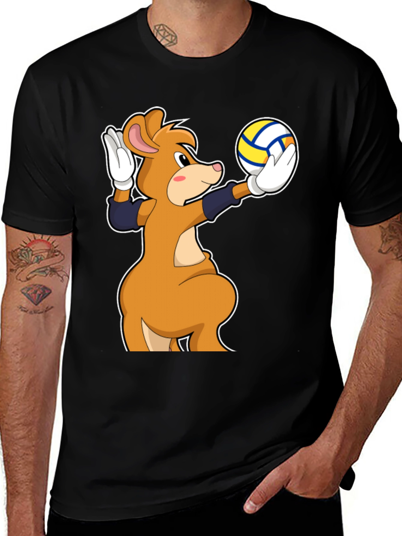 Cartoon Mouse Volleyball Player T-Shirt