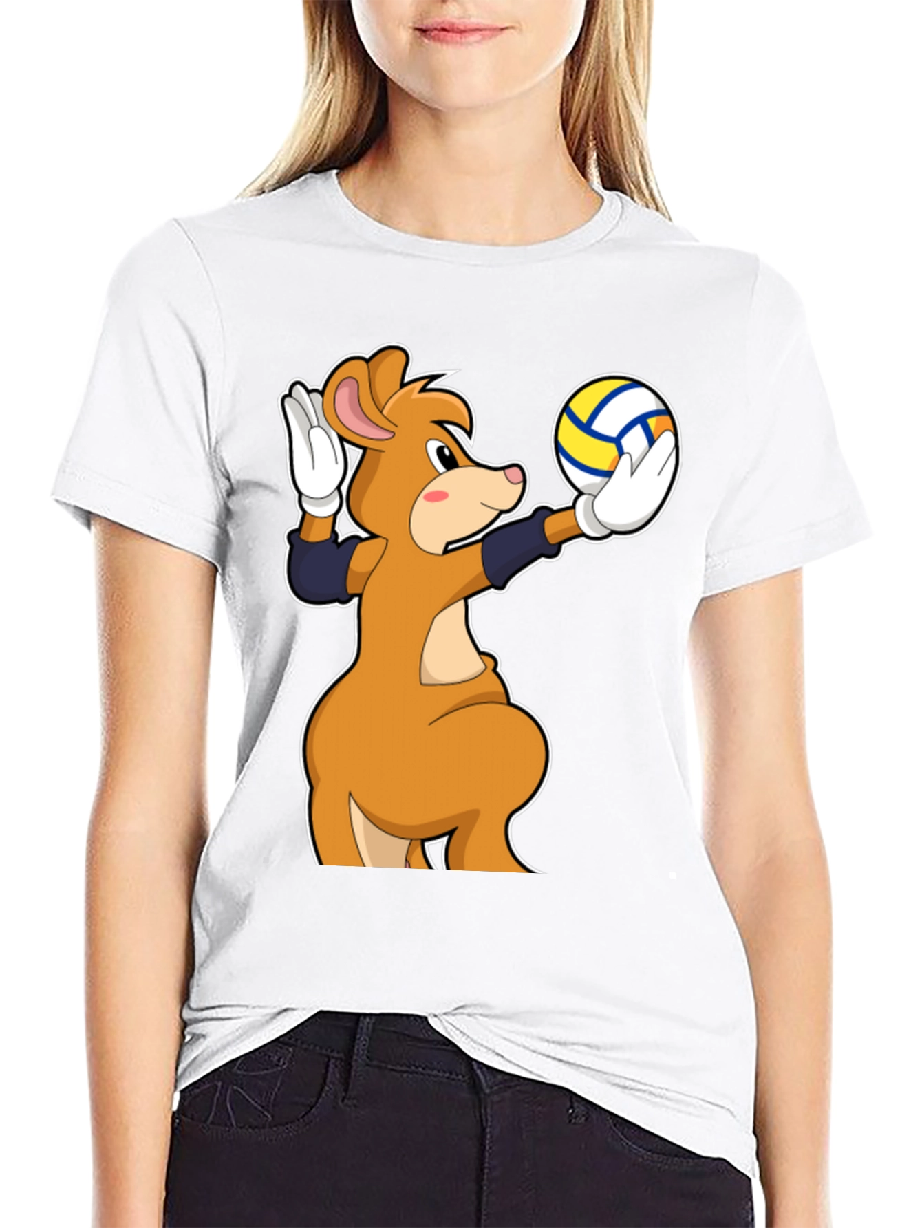 Cartoon Mouse Volleyball Player T-Shirt