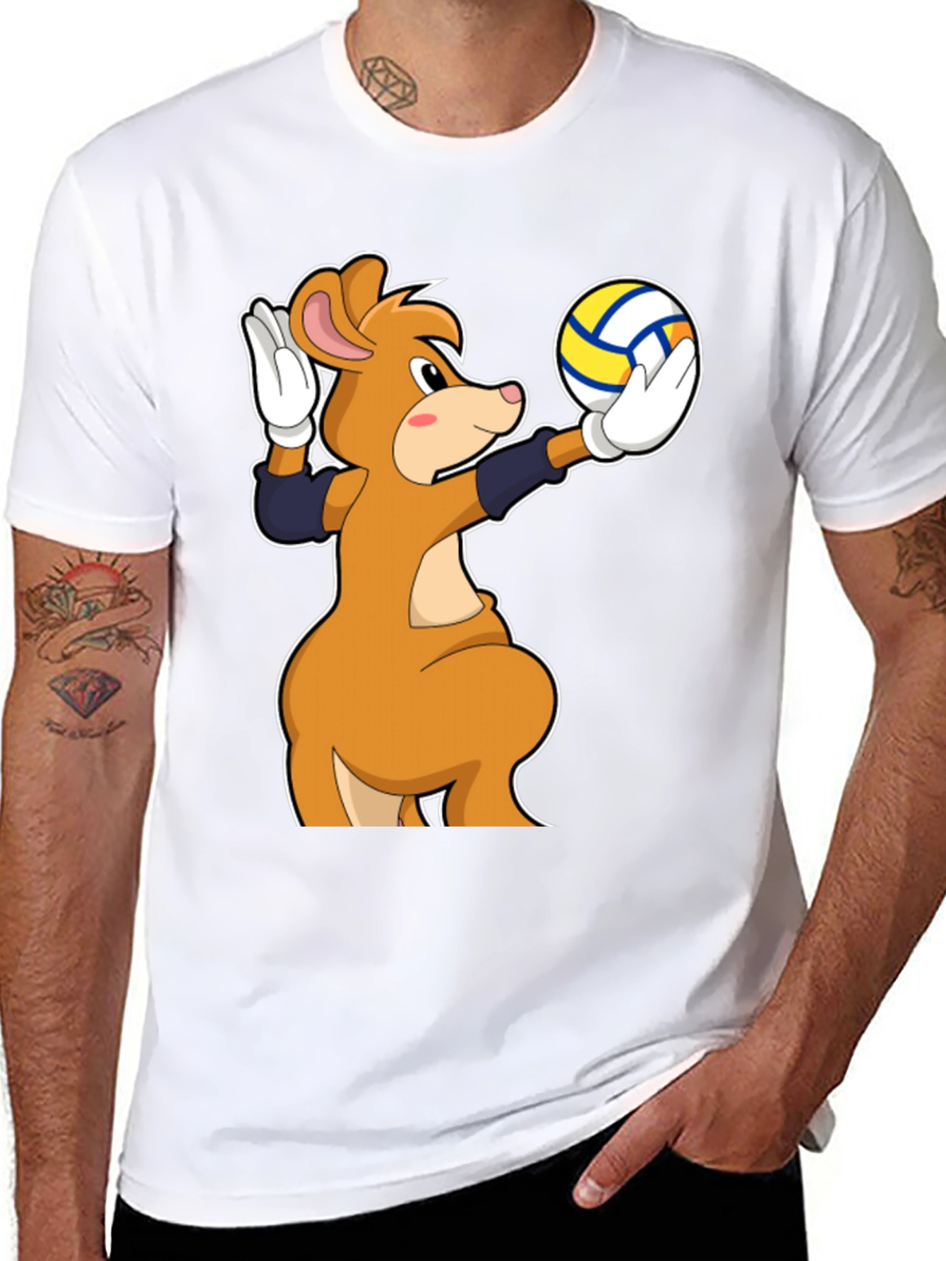 Cartoon Mouse Volleyball Player T-Shirt