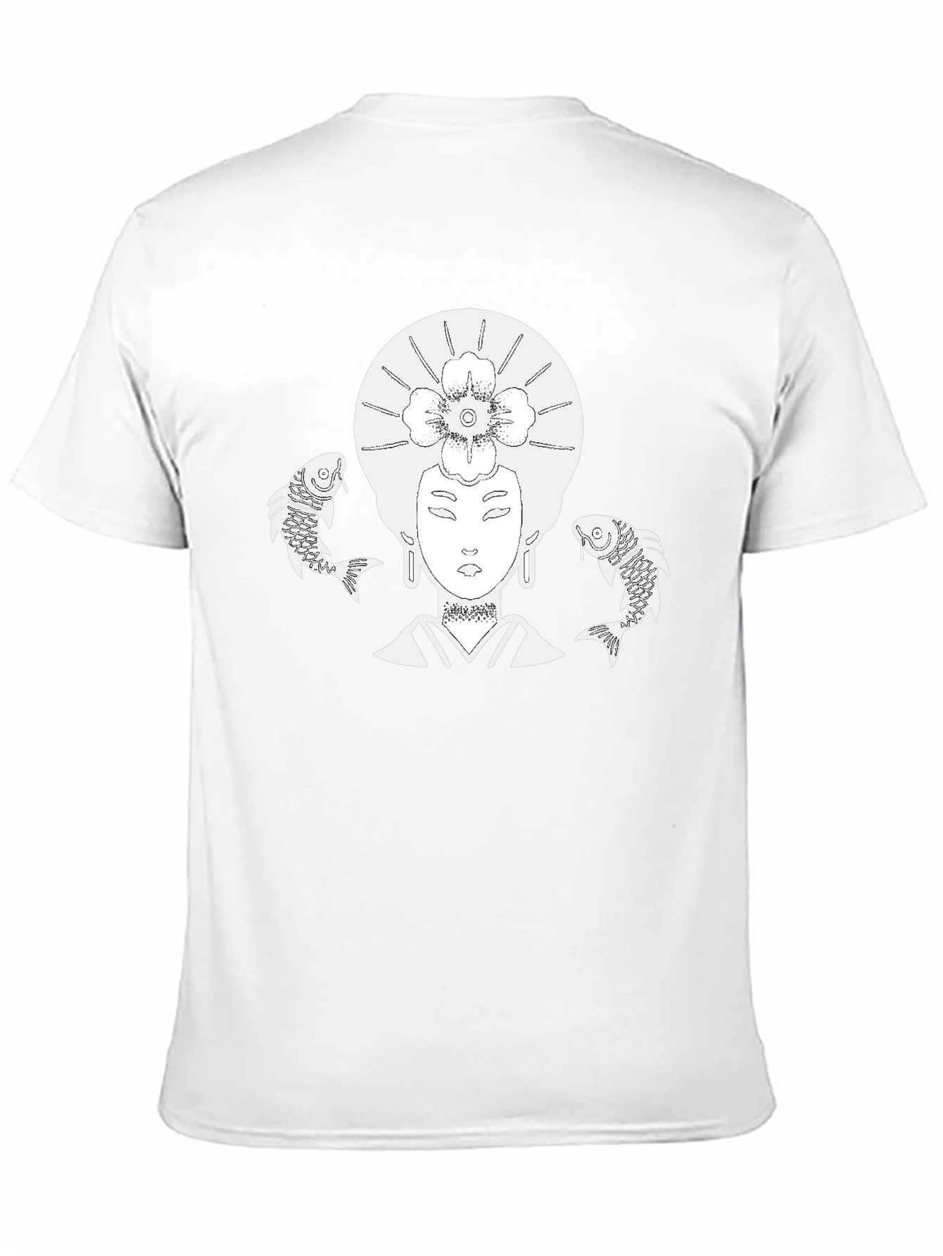 Koi Fish Geisha Graphic T-Shirt - Black