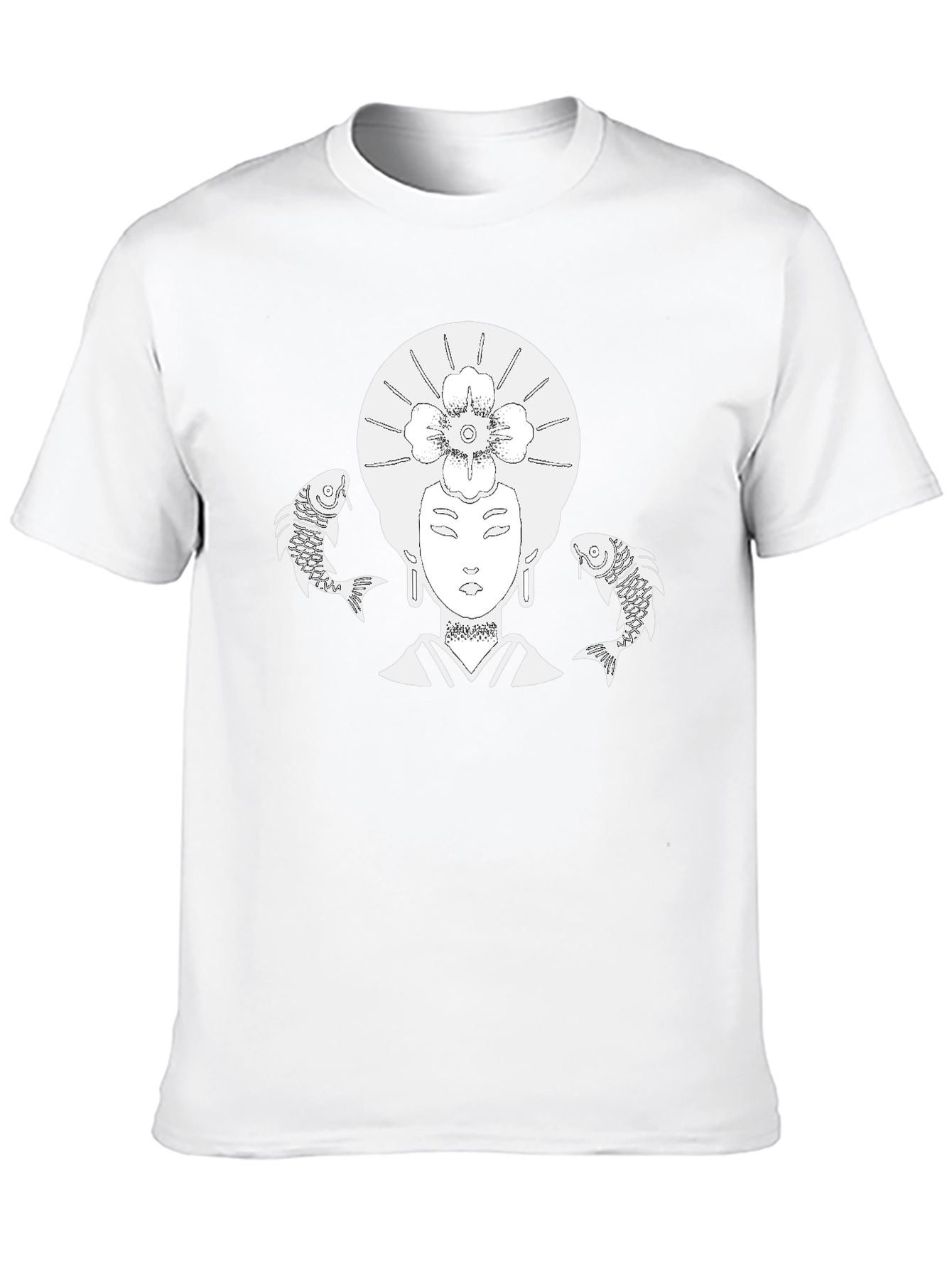Koi Fish Geisha Graphic T-Shirt - Black