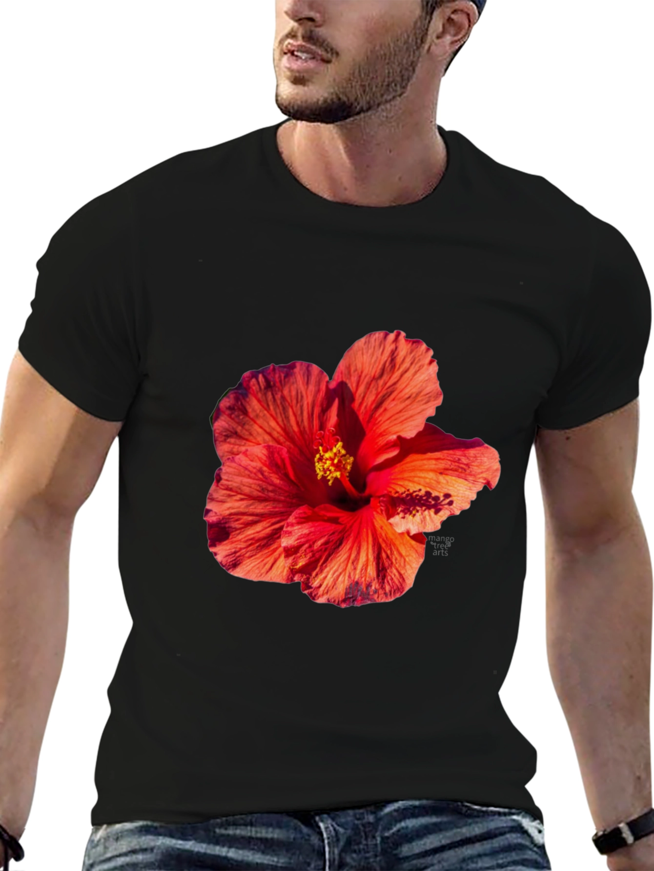 Floral Print Tee - Tropical Hibiscus T-Shirt