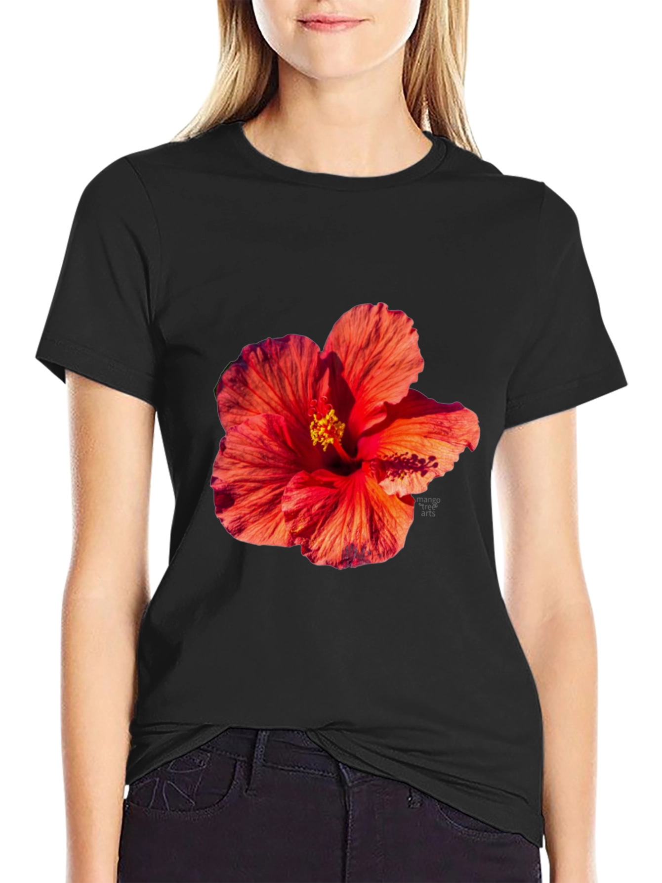 Floral Print Tee - Tropical Hibiscus T-Shirt