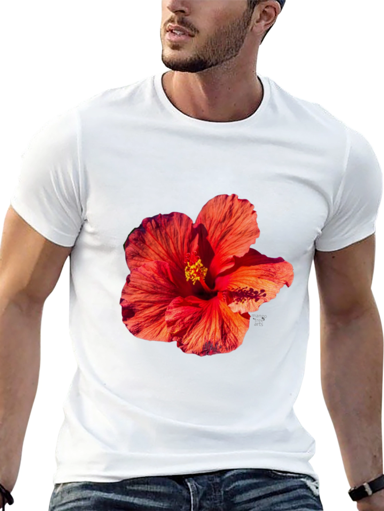 Floral Print Tee - Tropical Hibiscus T-Shirt
