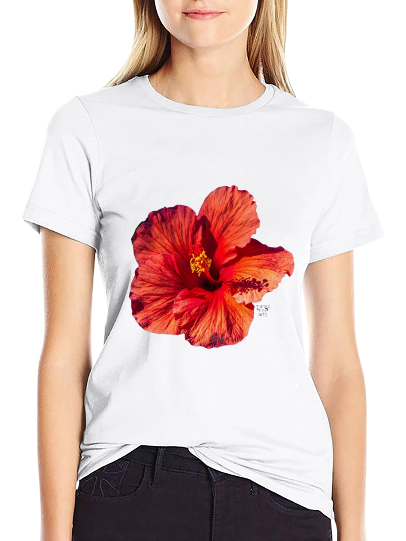 Floral Print Tee - Tropical Hibiscus T-Shirt