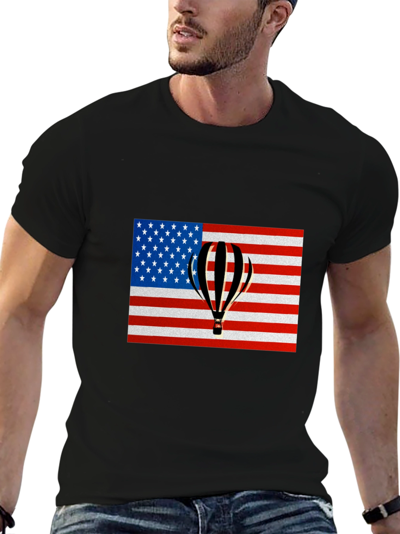 USA Flag Hot Air Balloon Graphic Tee