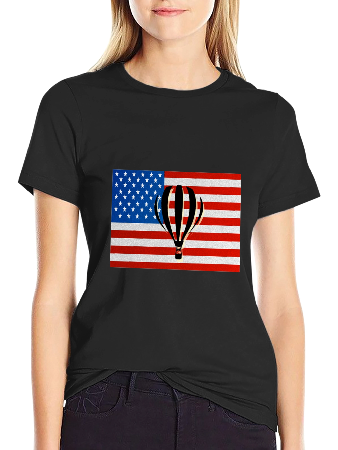 USA Flag Hot Air Balloon Graphic Tee