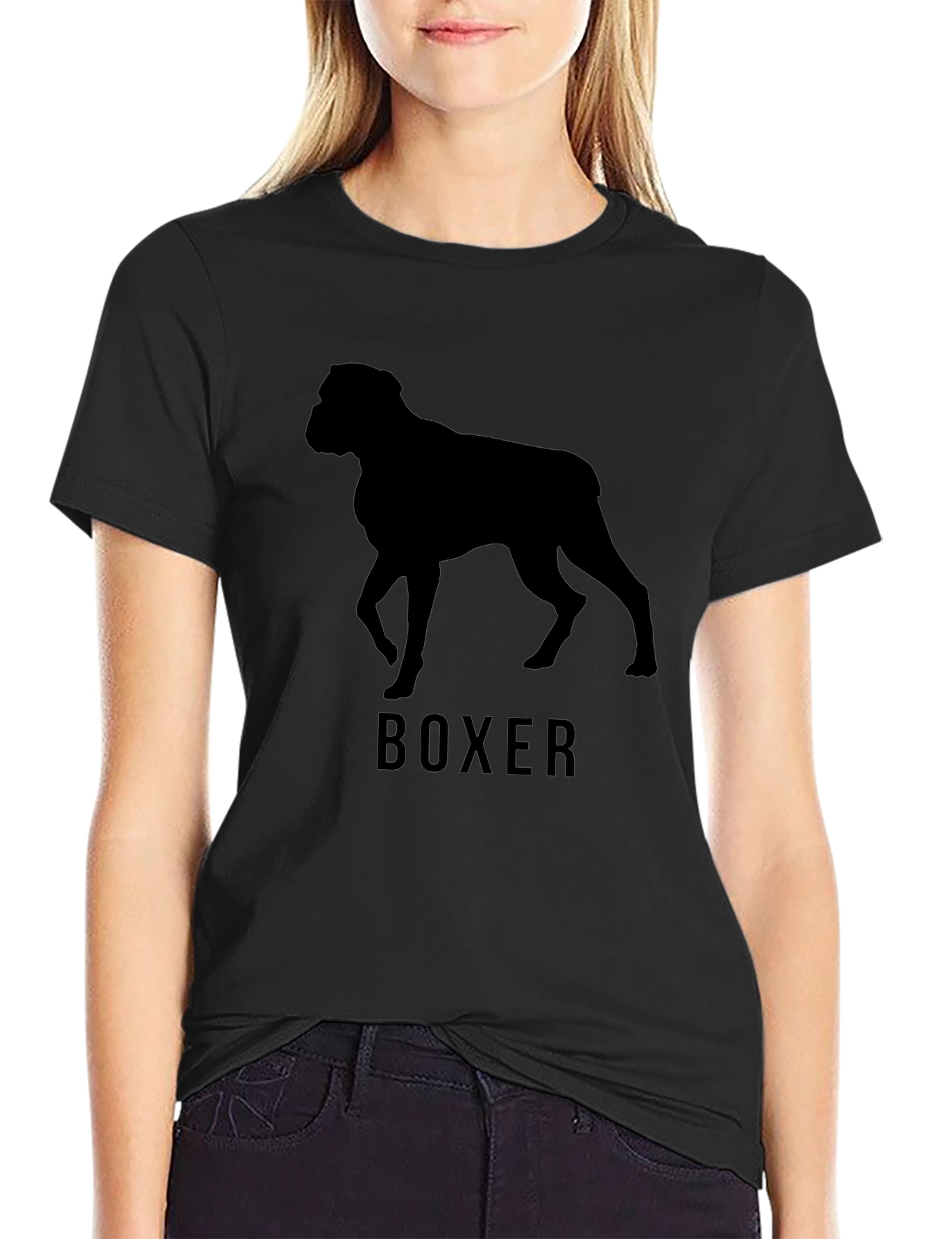 Boxer Dog Silhouette T-Shirt - Classic Crew Neck Tee