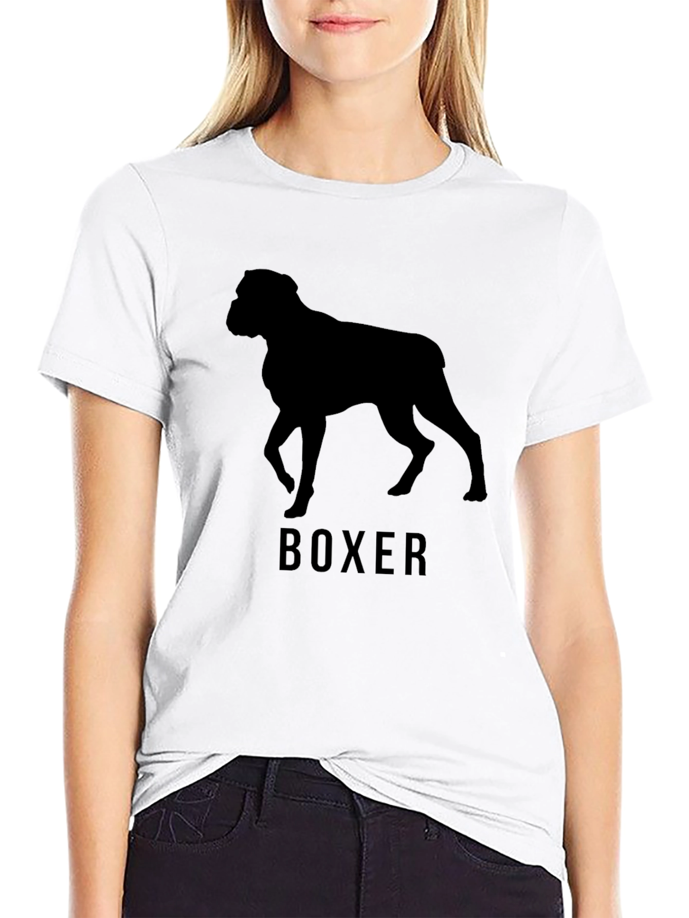 Boxer Dog Silhouette T-Shirt - Classic Crew Neck Tee